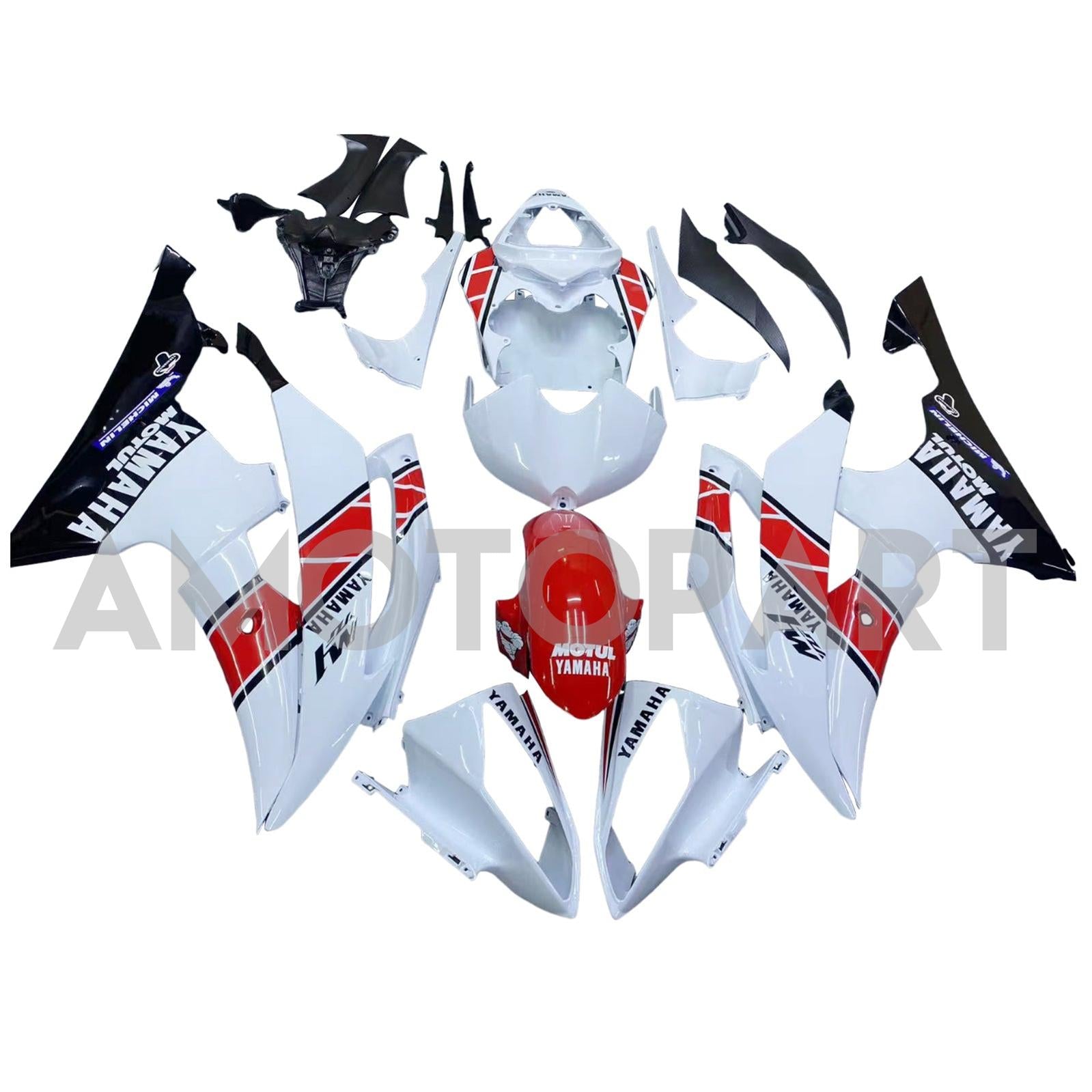 Amotopart Yamaha 2008-2016 YZF 600 R6 White Red Fairing Kit