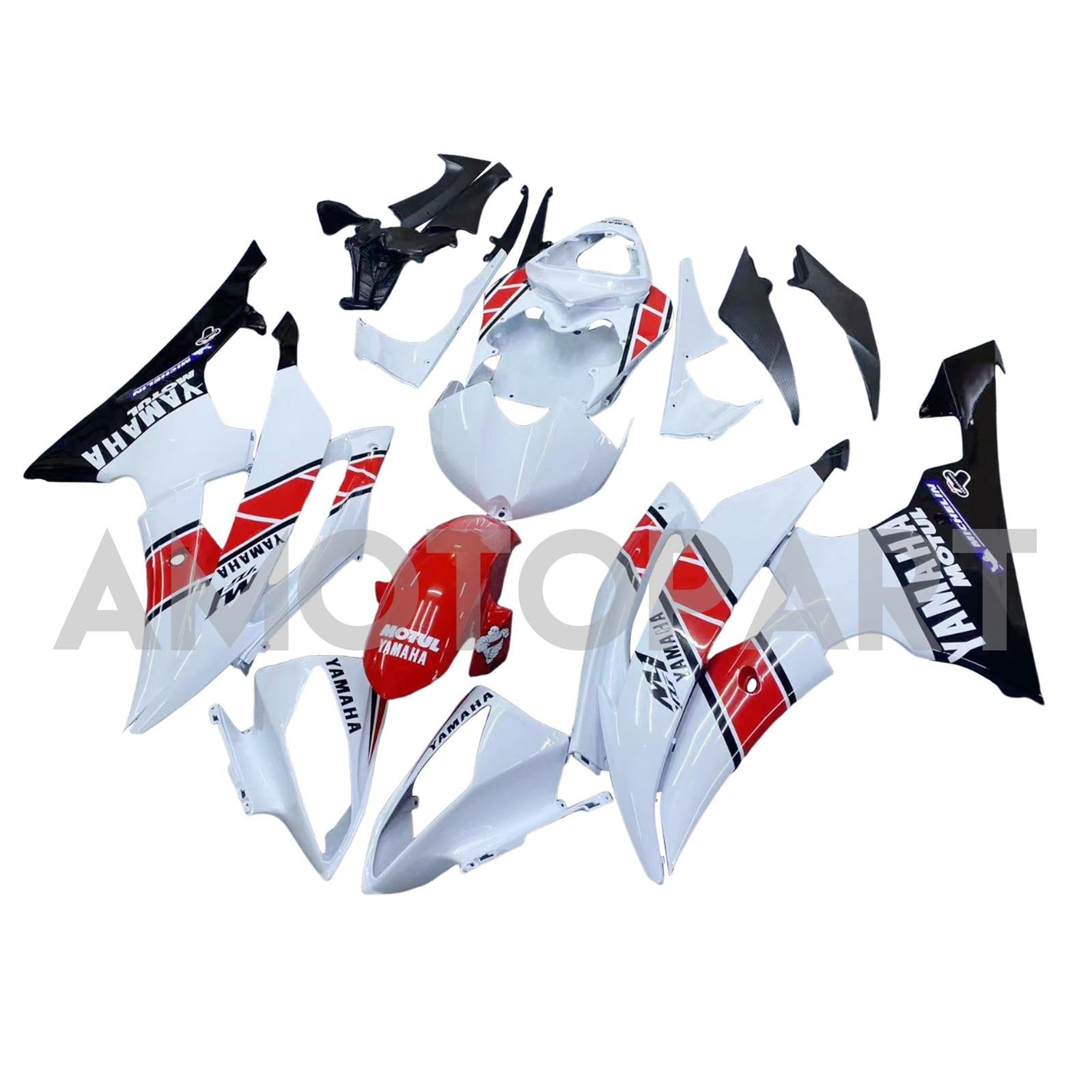 Amotopart Yamaha 2008-2016 YZF 600 R6 White Red Fairing Kit