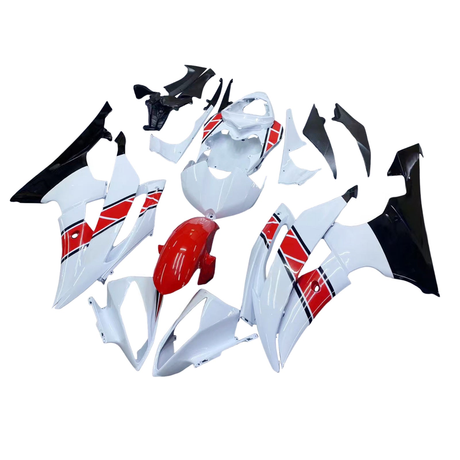 Amotopart Yamaha 2008-2016 YZF 600 R6 Kit de carenado blanco rojo