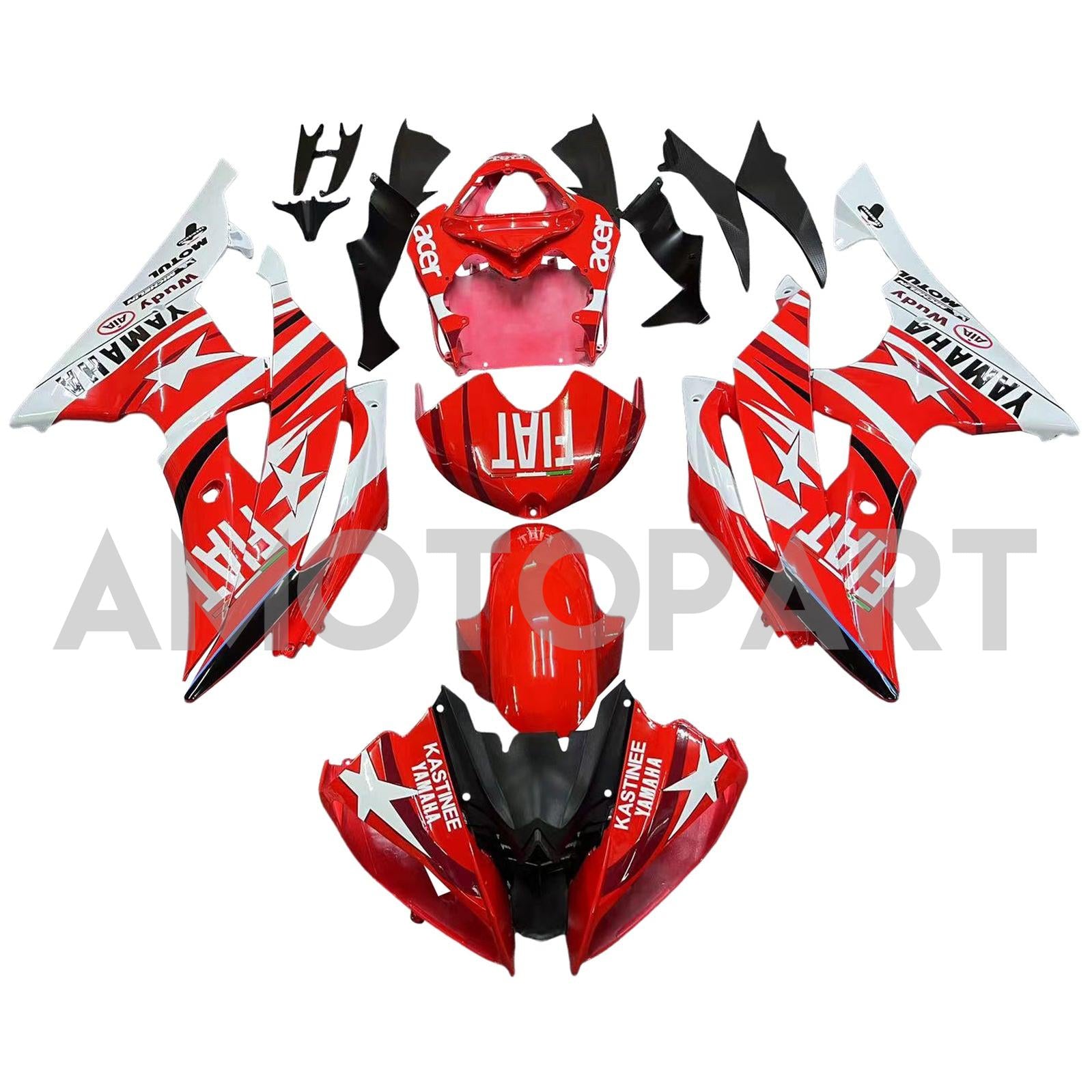 Amotopart Yamaha 2008-2016 YZF 600 R6 Red Fairing Kit
