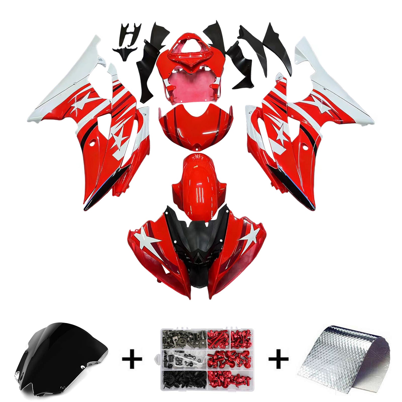 Amotopart Yamaha 2008-2016 YZF 600 R6 Red Fairing Kit