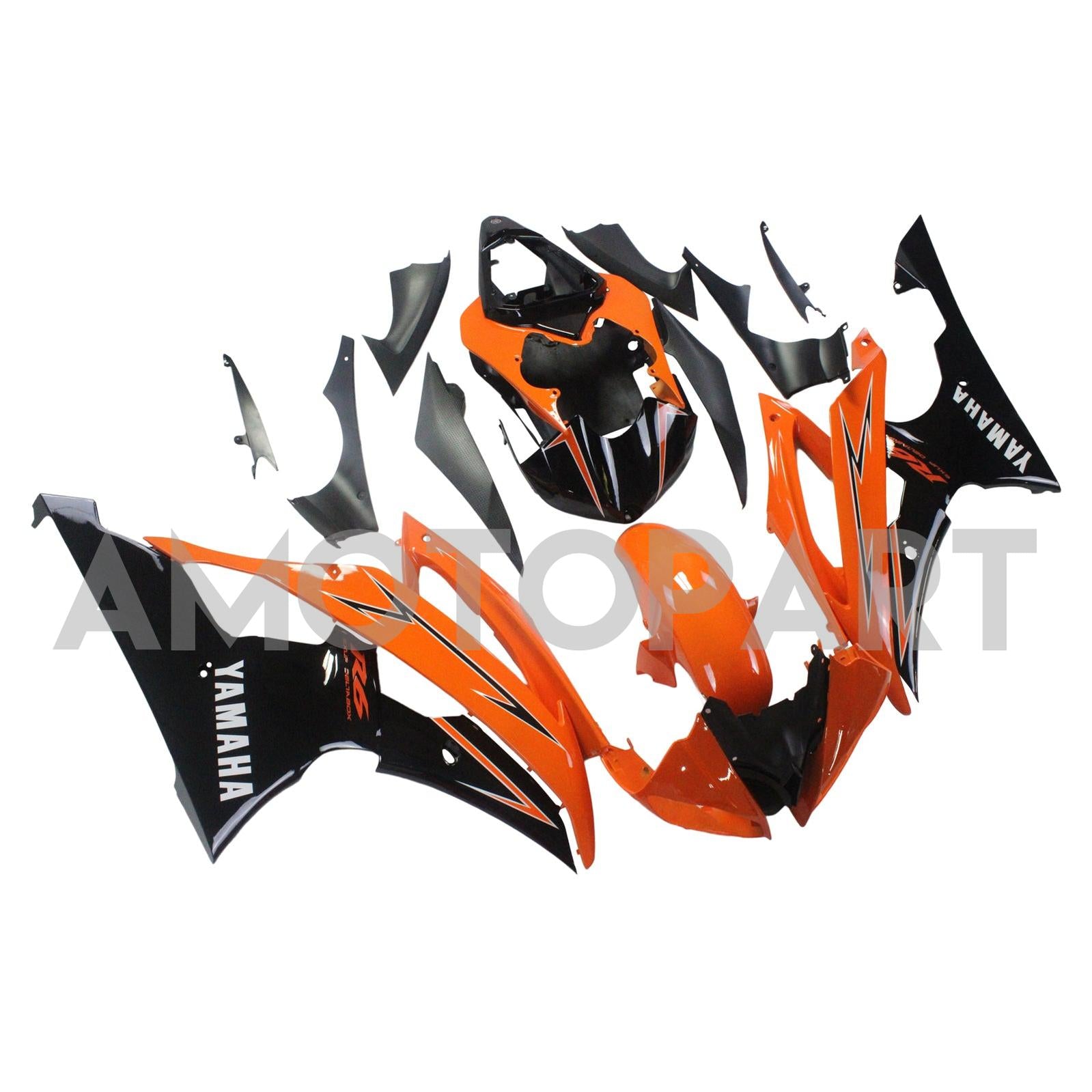 Amotopart Yamaha 2008-2016 YZF 600 R6 Orange Black Fairing Kit