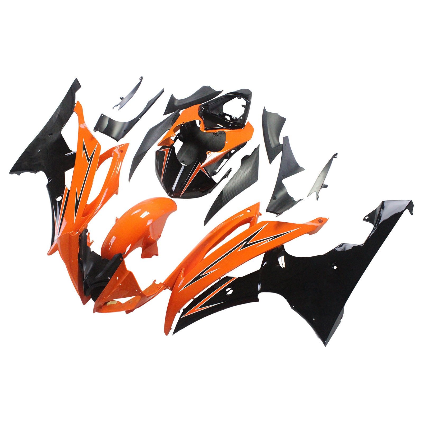 Amotopart ヤマハ 2008-2016 YZF 600 R6 オレンジ ブラック フェアリング キット