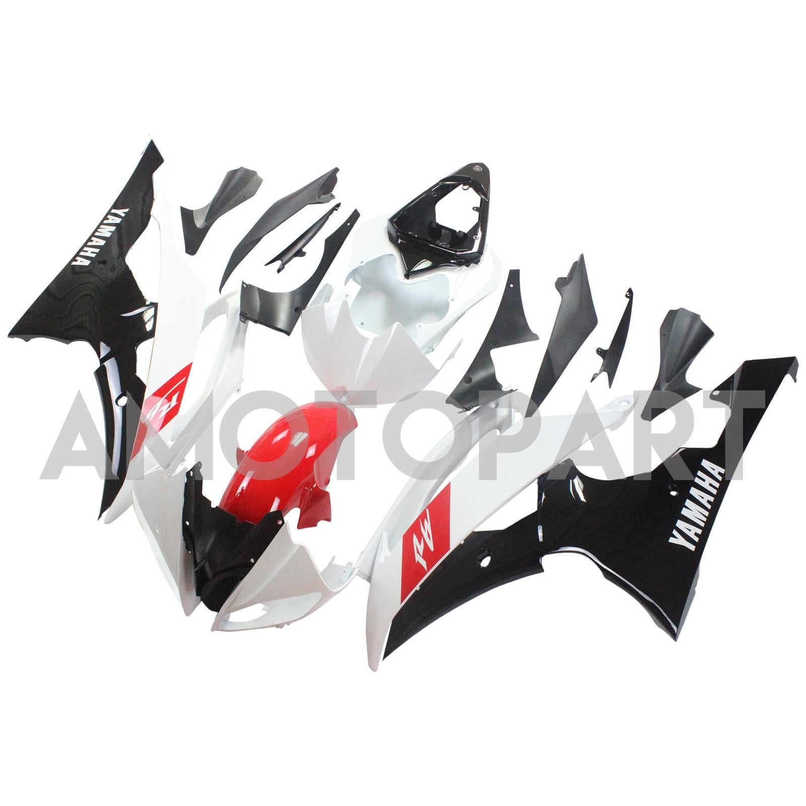 Amotopart 2008-2016 Yamaha YZF 600 R6 Red White Fairing Zestaw