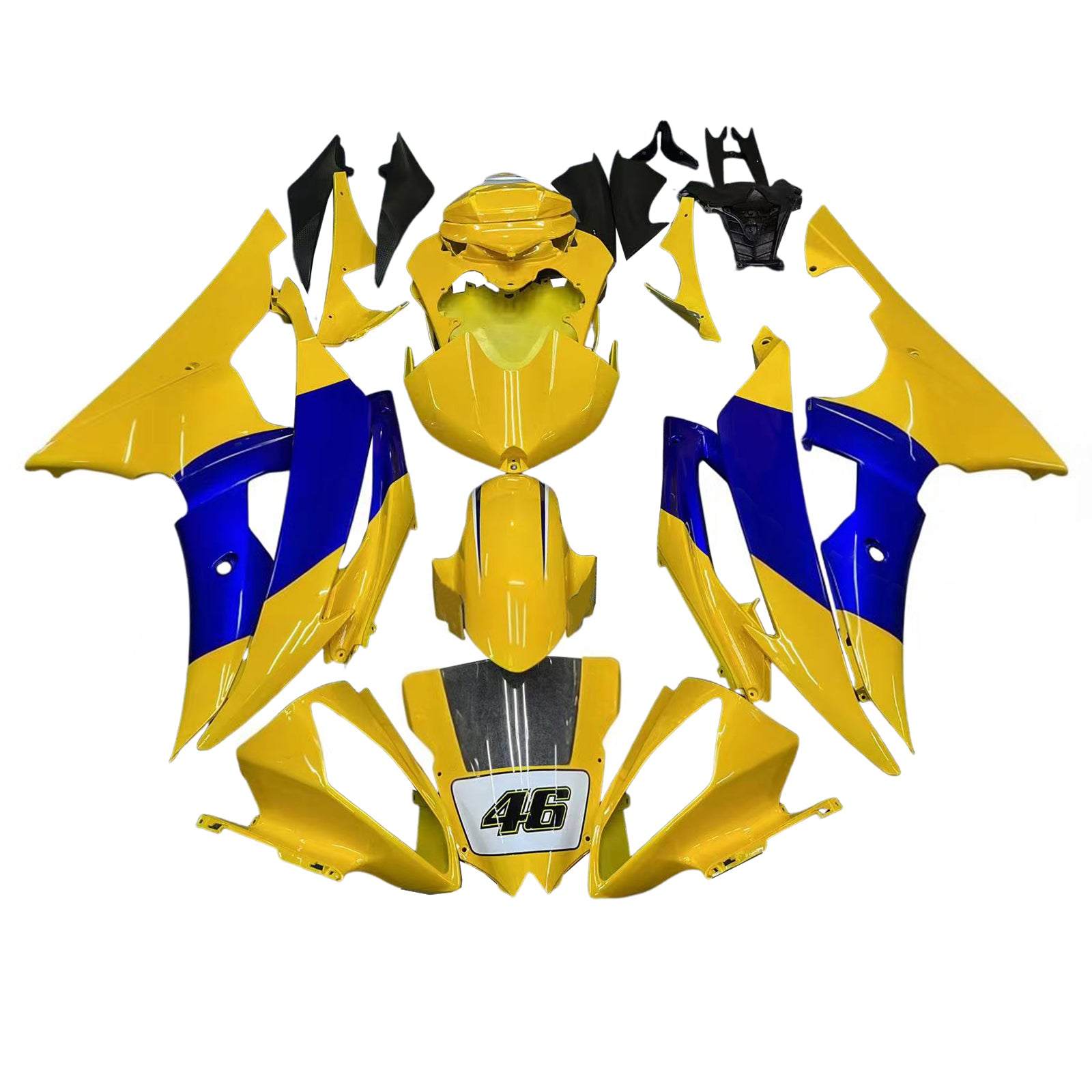 Amotopart 2008-2016 ヤマハ YZF 600 R6 イエロー ブルー フェアリングキット