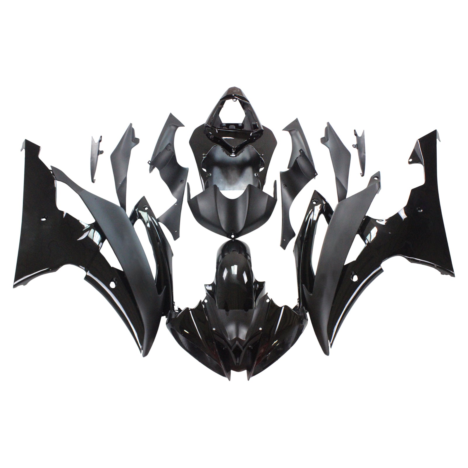 Amotopart Yamaha 2008-2016 YZF 600 R6 All Black Fairing Kit