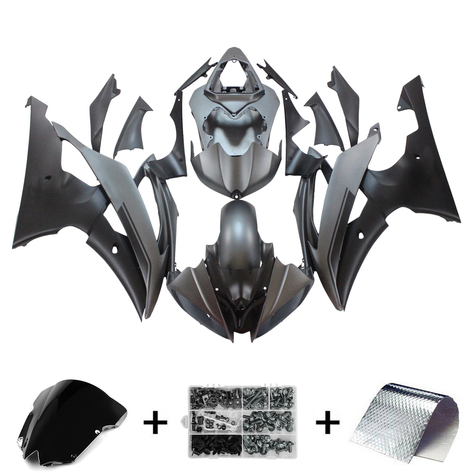 Amotopart Yamaha 2008-2016 YZF 600 R6 Gray Black Fairing Kit