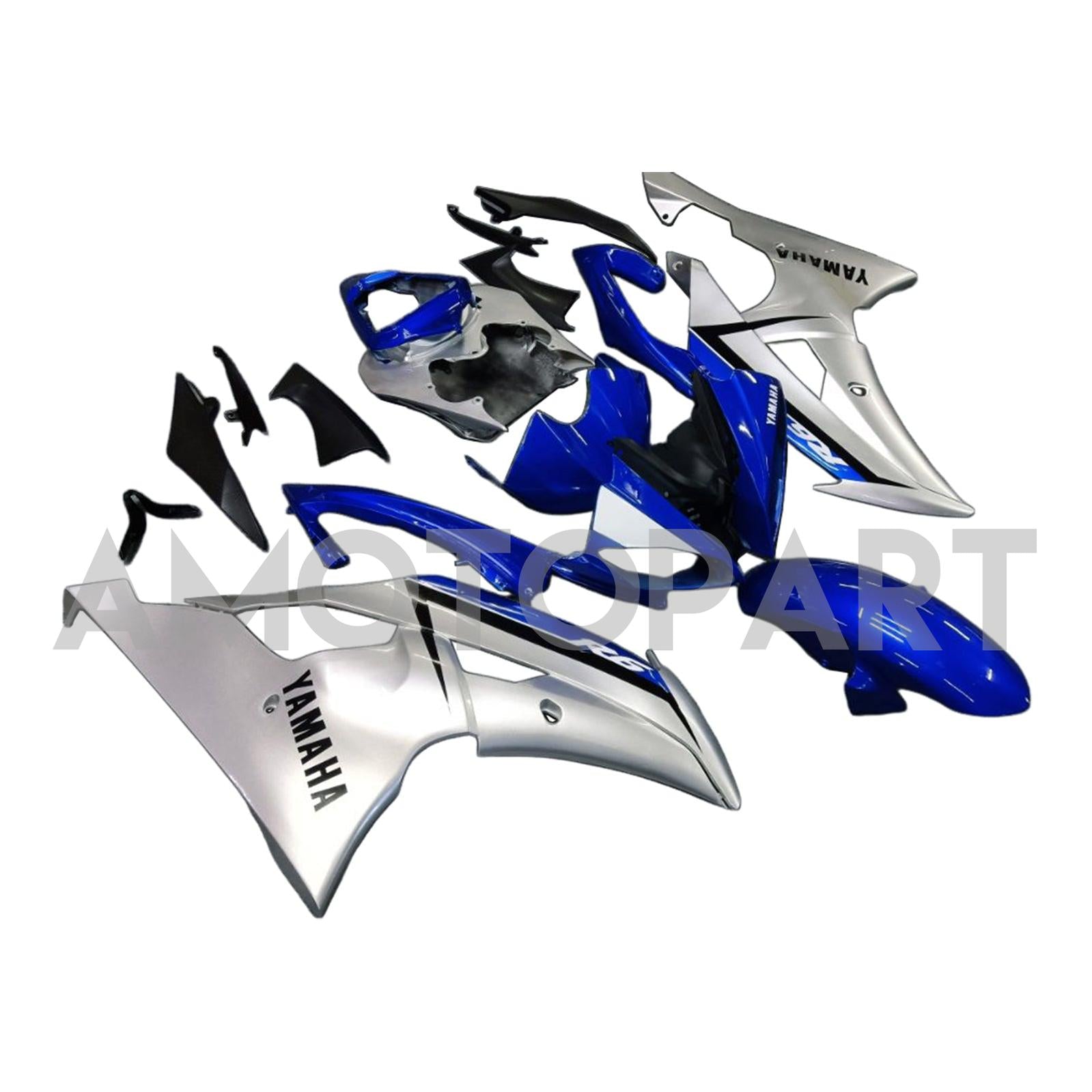 Amotopart 2008-2016 YZF 600 R6 Yamaha Blau&Silbernes Verkleidungsset