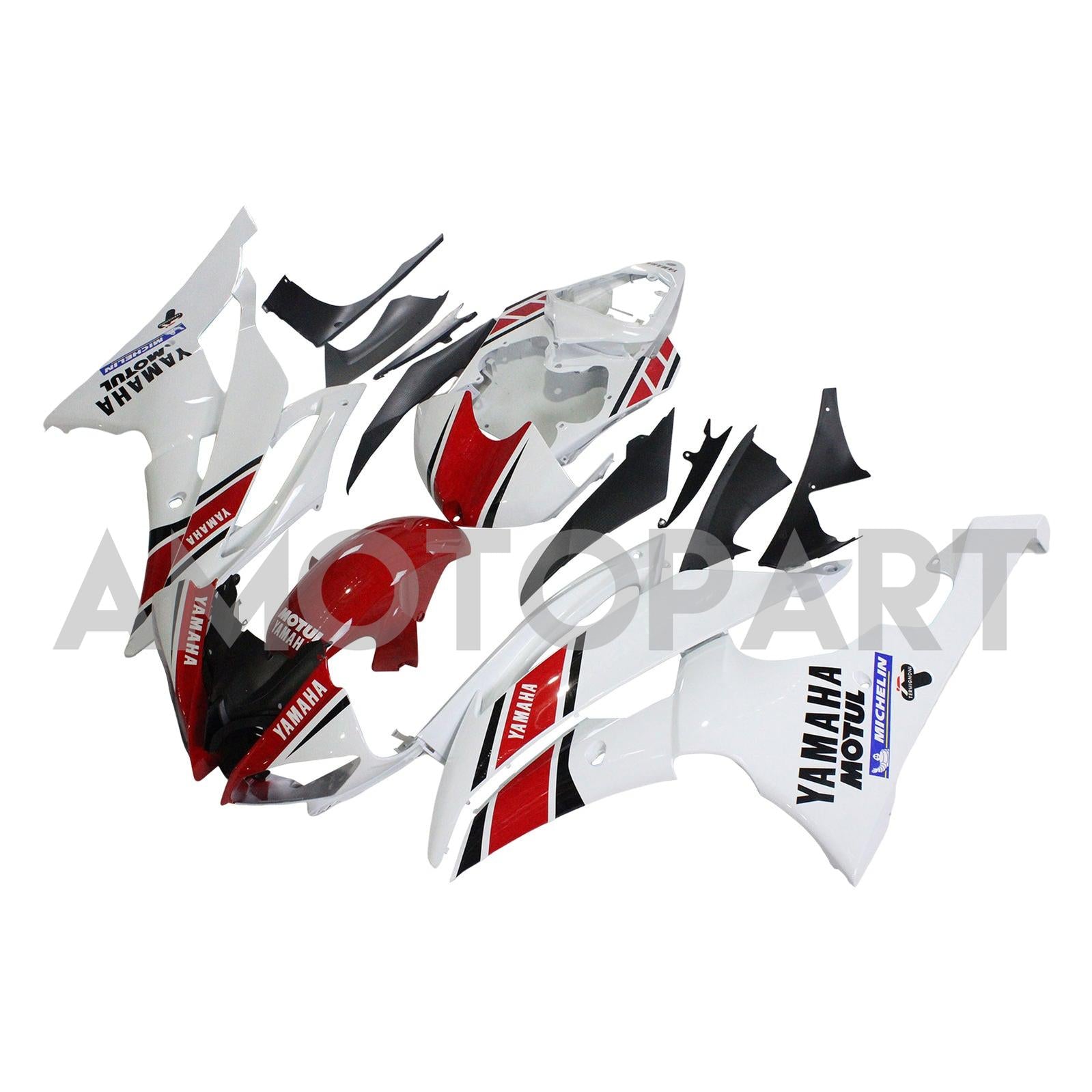 Amotopart Yamaha 2008-2016 YZF 600 R6 White Red Fearing Kit