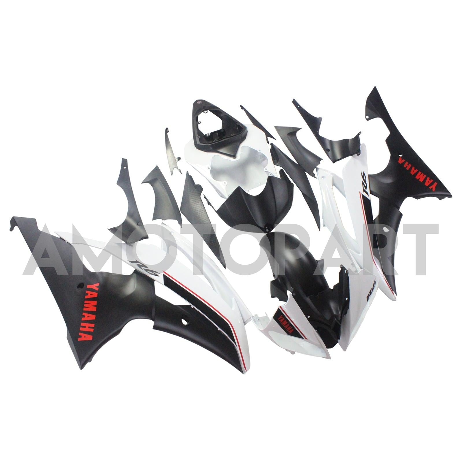 Amotopart 2008-2016 Yamaha YZF 600 R6 Black & White Fairing Kit