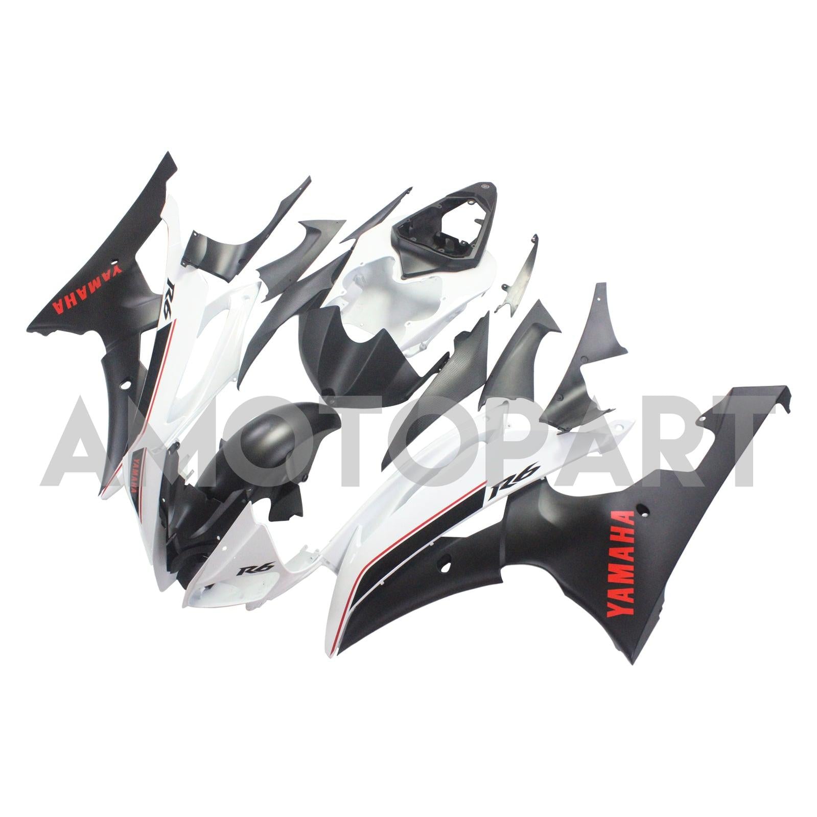 Amotopart 2008-2016 Yamaha YZF 600 R6 Black & White Fairing Kit