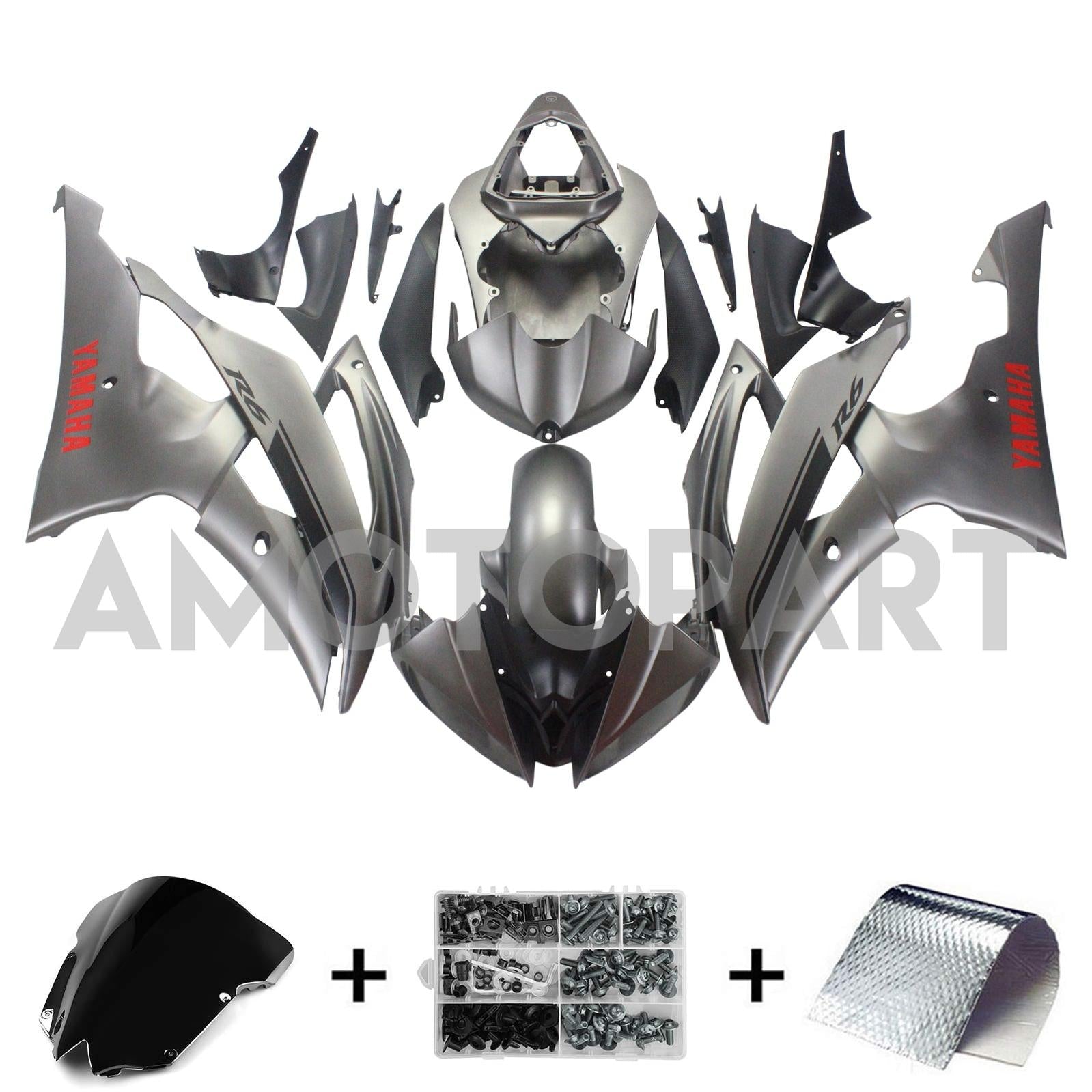 Amotopart Yamaha 2008-2016 YZF 600 R6 Gray Fairing Kit