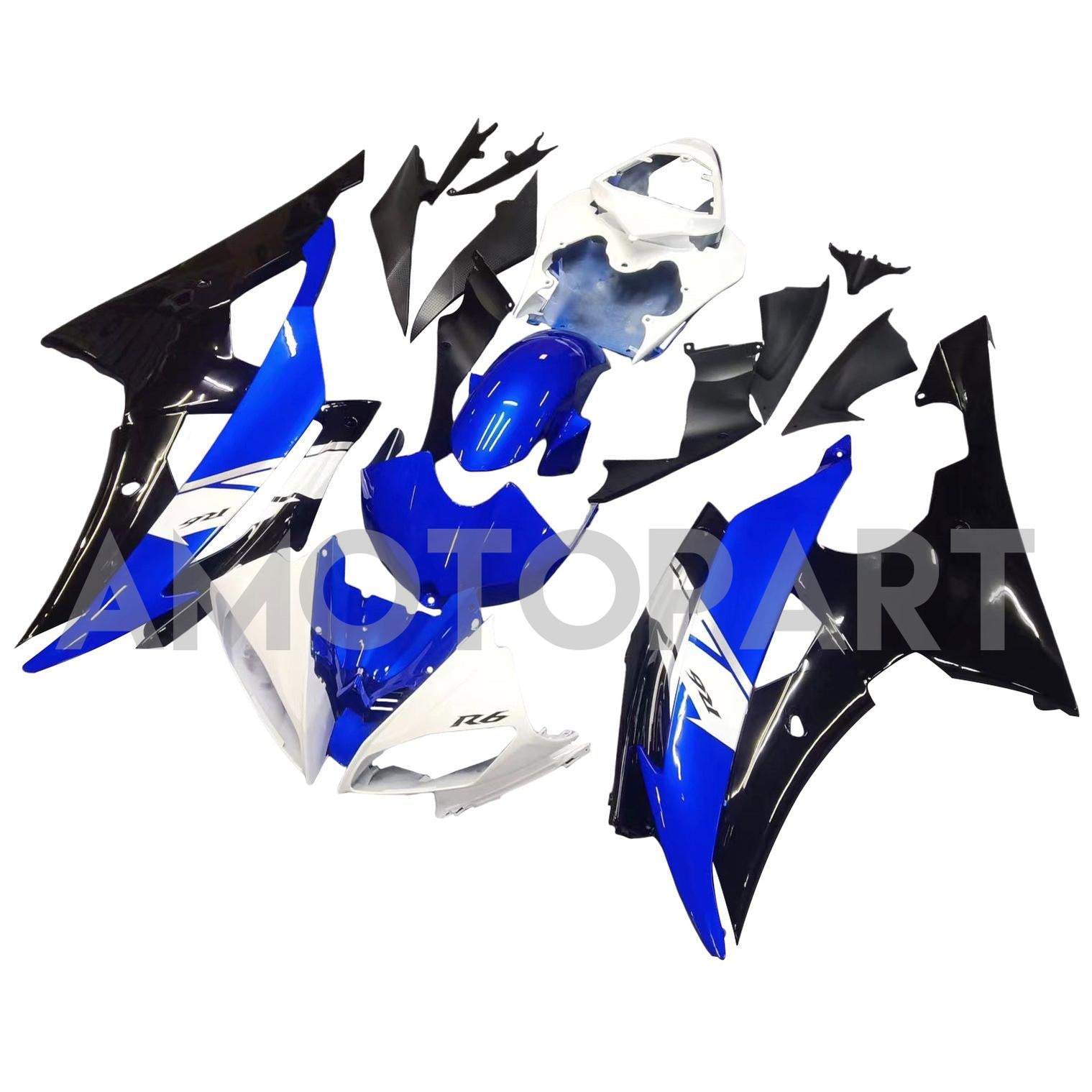 Amotopart Yamaha YZF 600 R6 2008-2016 Blue & Black Style 1 Kit de carenagem