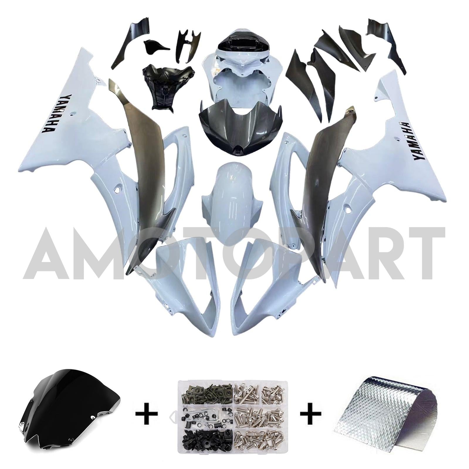 Amotopart Yamaha YZF 600 R6 2008-2016 White&Grey Fairing Kit