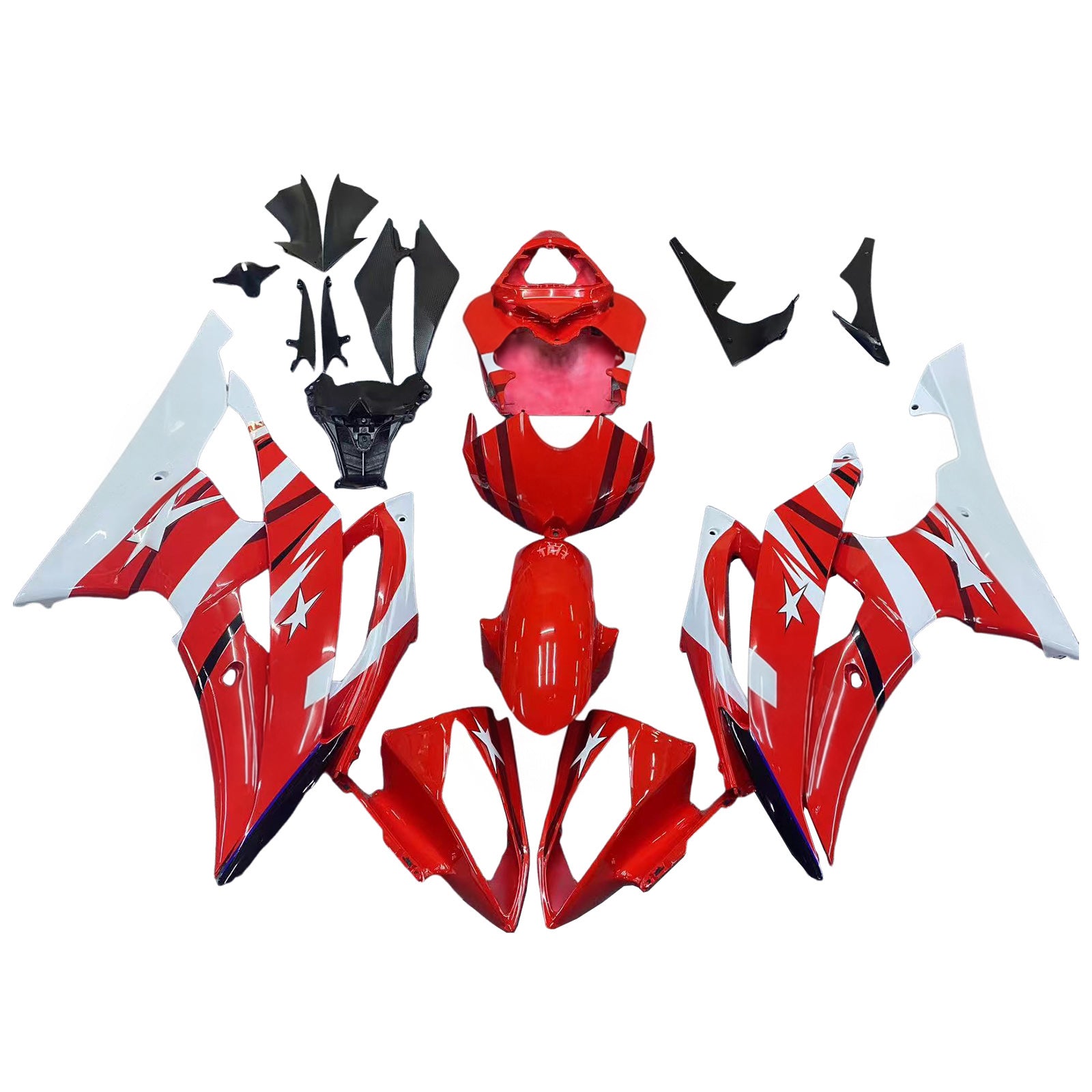 Amotopart Yamaha YZF 600 R6 2008-2016 Red&White Style2 Fairing Kit