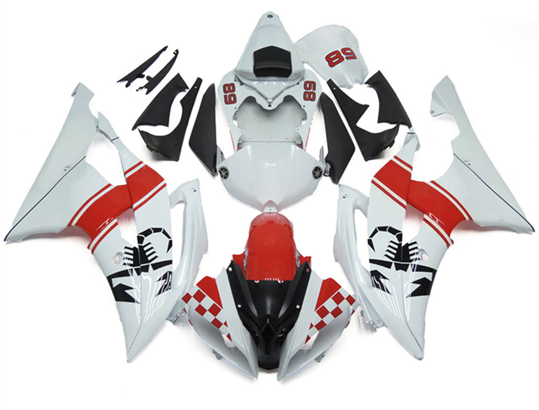 Amotopart Yamaha YZF 600 R6 2008-2016 Rot&White Style3 Verkleidungssatz
