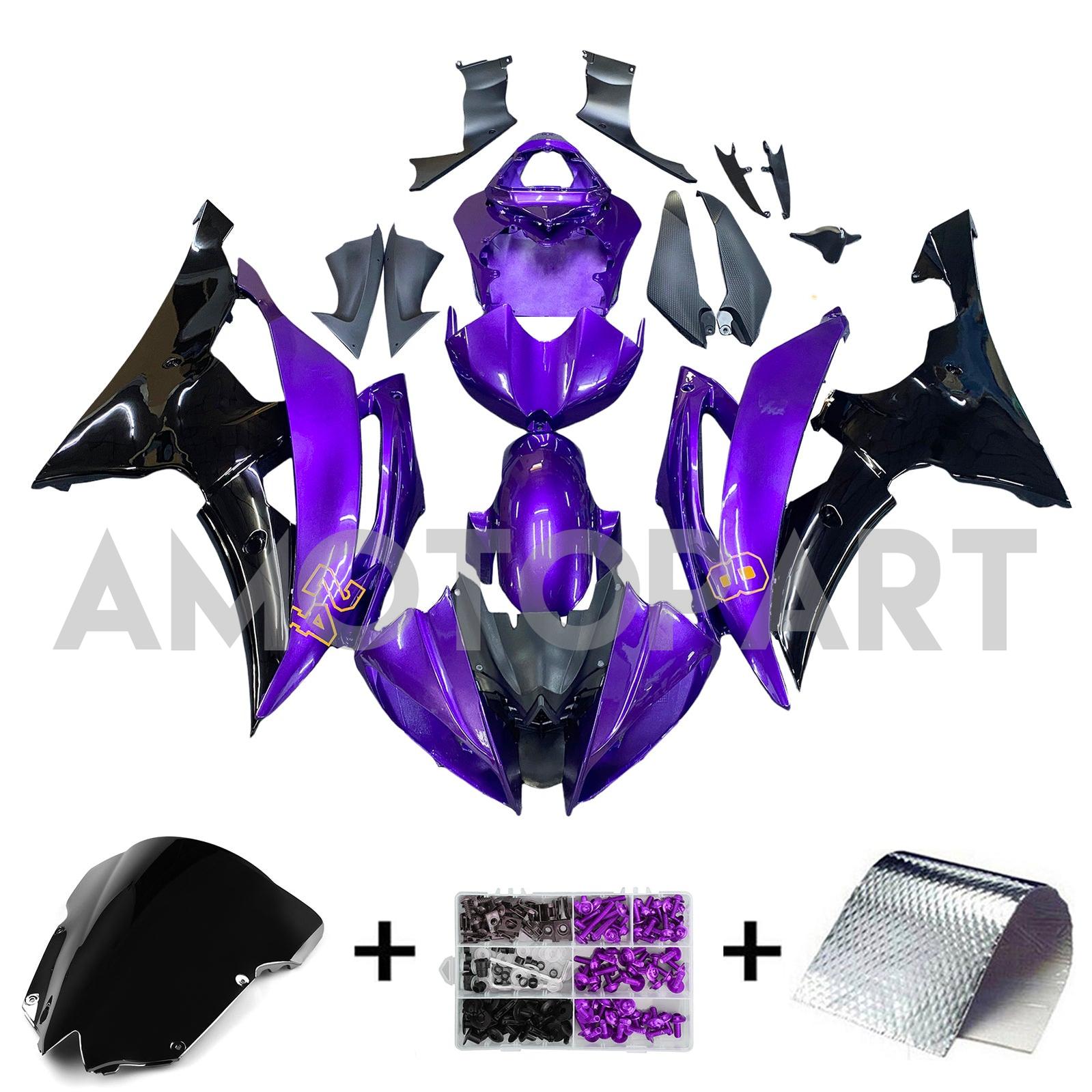 Amotopart Yamaha YZF 600 R6 2008-2016 Purple&Black Fairing Kit
