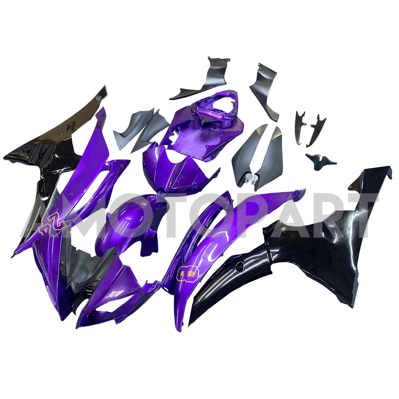 Amotopart ヤマハ YZF 600 R6 2008-2016 パープル&ブラック フェアリングキット