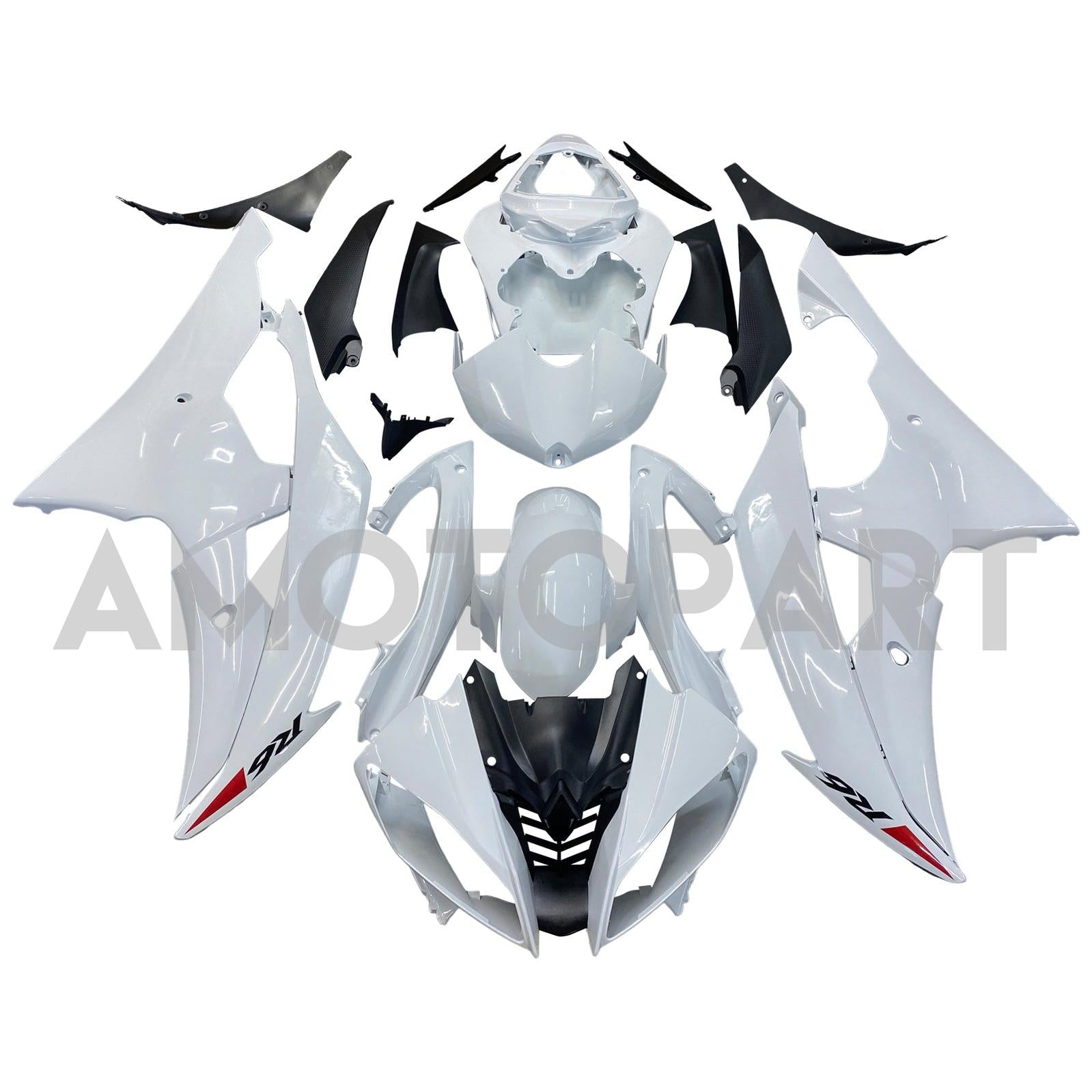 Amotopart Yamaha YZF 600 R6 2008-2016 White Fairing Kit