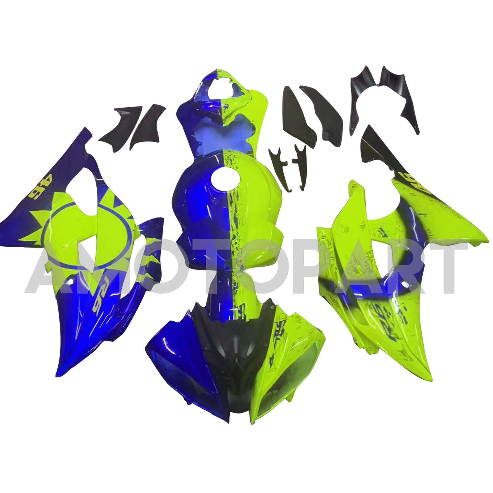 Amotopart Yamaha YZF 600 R6 2008-2016 Blue & Yellow Fairing Kit
