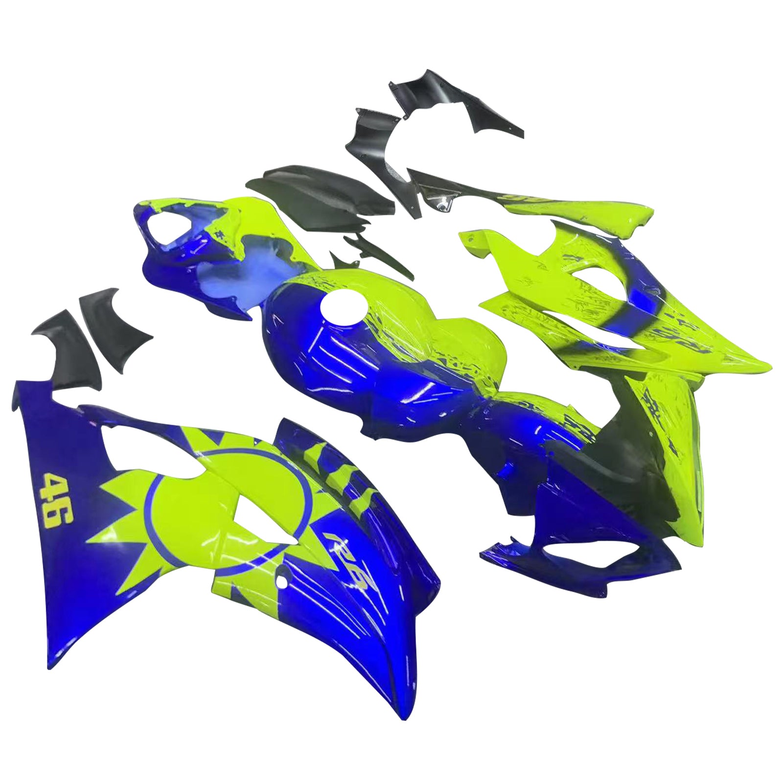 Amotopart Yamaha YZF 600 R6 2008-2016 Bleu & Kit de carénage jaune