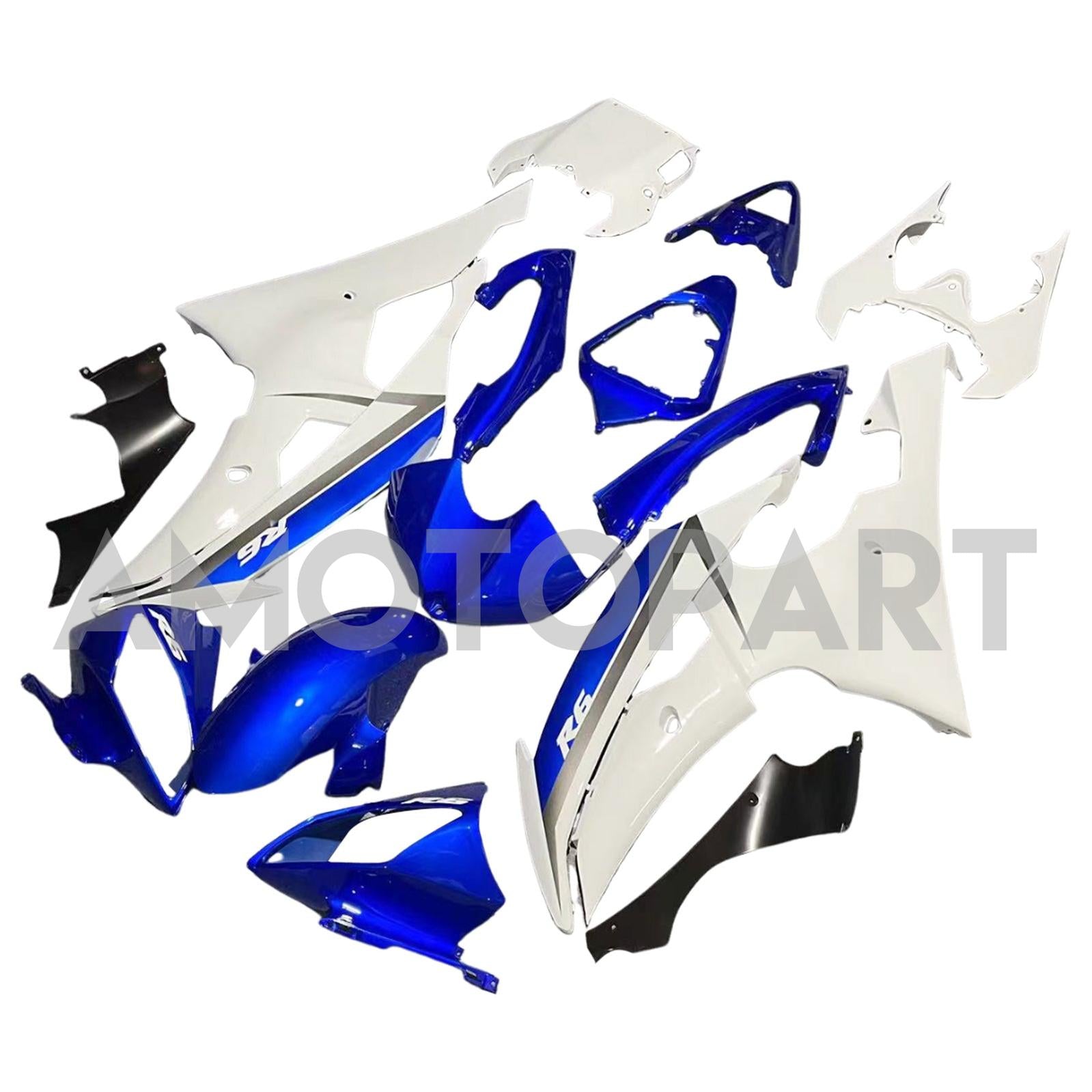 Amotopart Yamaha YZF 600 R6 2008-2016 Blue&White Style3 Fairing Kit