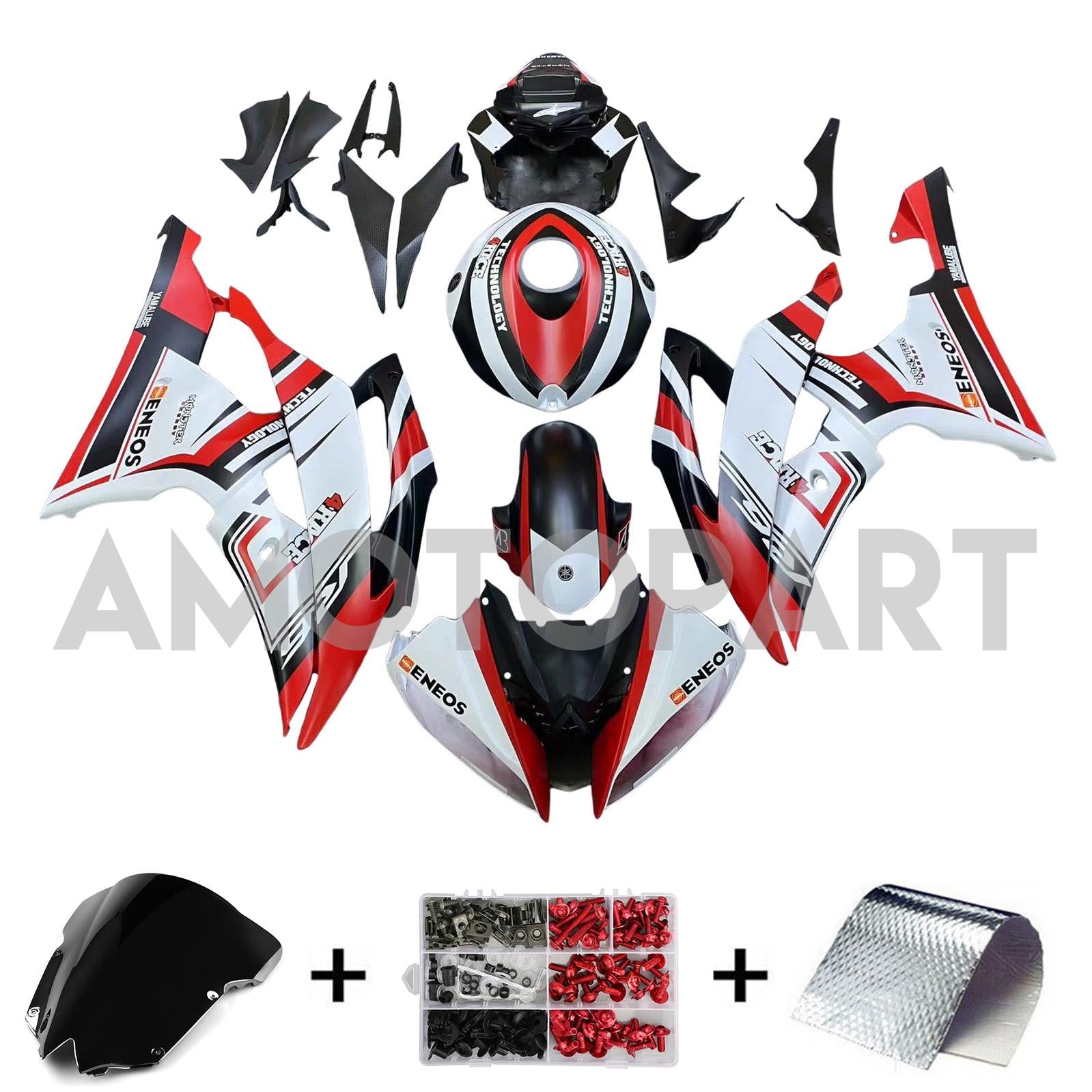 Amotopart Yamaha YZF 600 R6 2008-2016 Red&White Style4 Fairing Kit