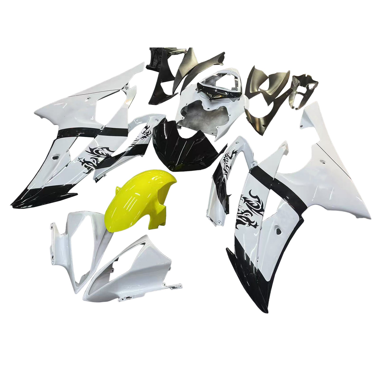 Amotopart Yamaha YZF 600 R6 2008-2016 White Fairing Kit