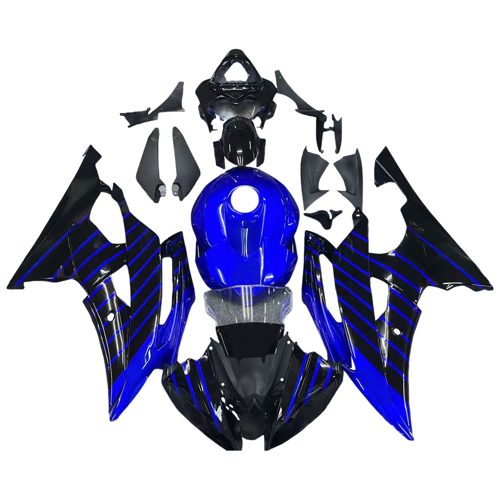 Amotopart Yamaha YZF 600 R6 2008-2016 Blue&Black Style3 Fairing Kit