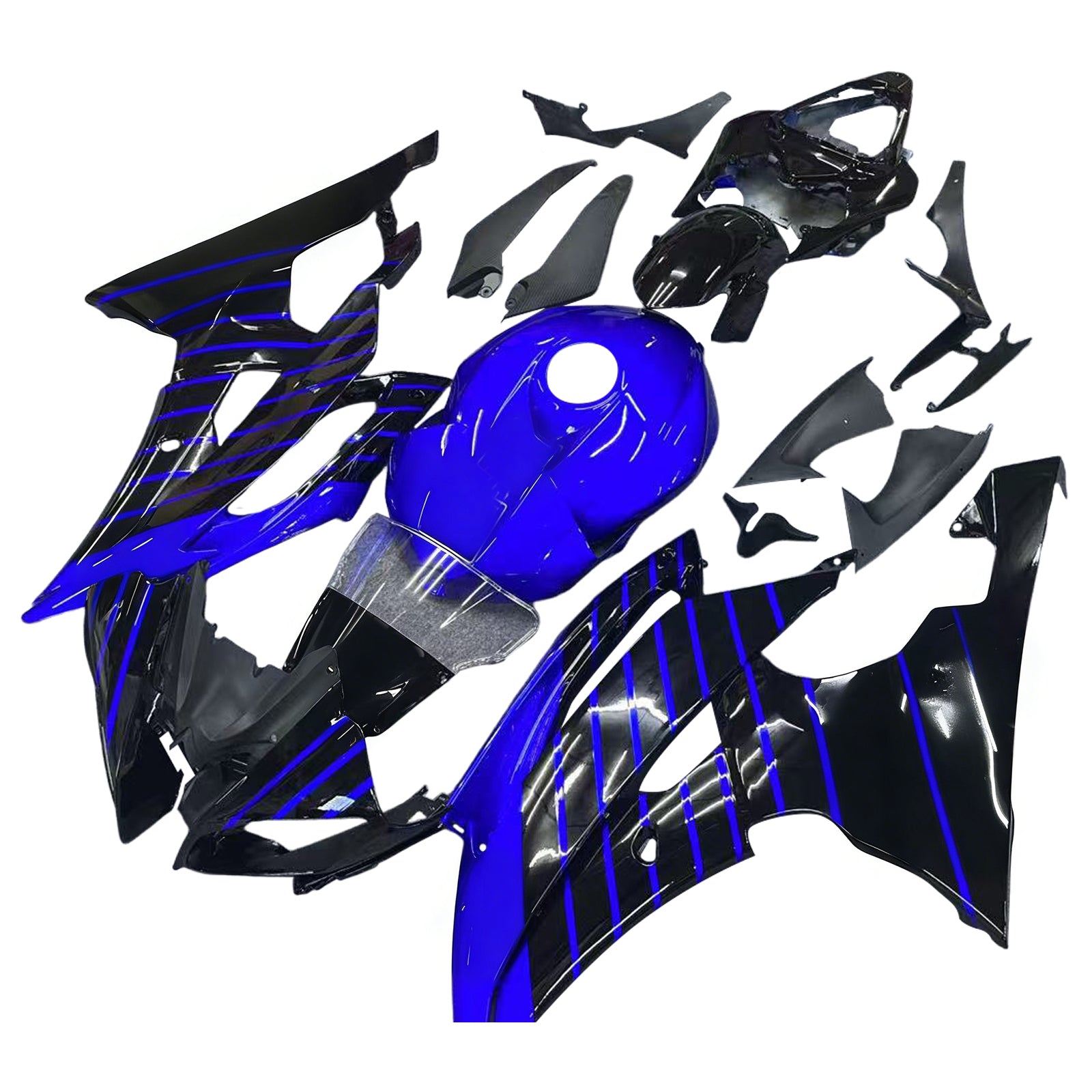 Amotopart Yamaha YZF 600 R6 2008-2016 Blue&Black Style3 Fairing Kit
