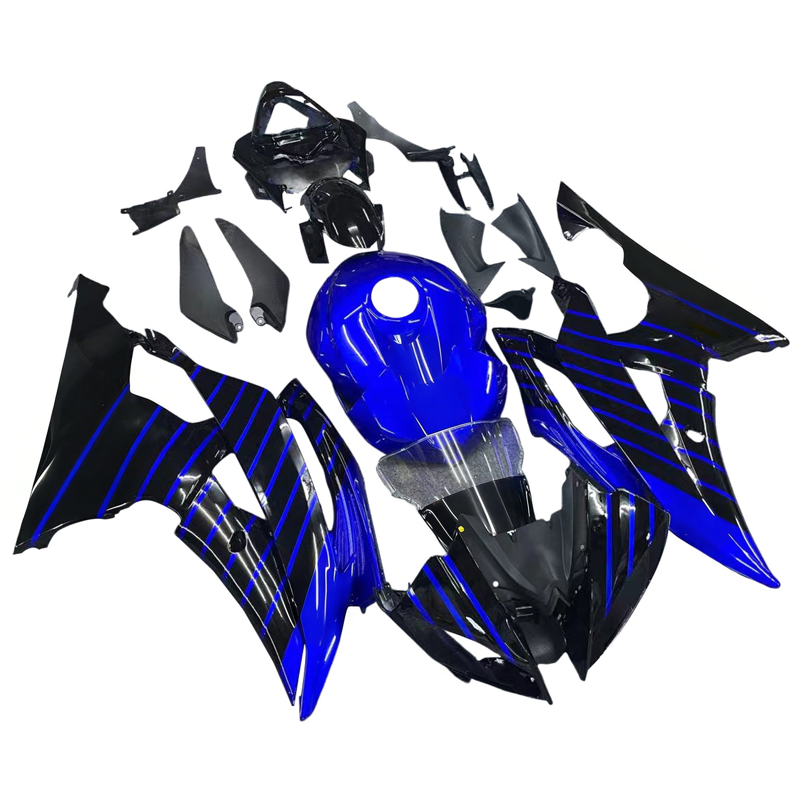 Amotopart Yamaha YZF 600 R6 2008-2016 Blue&Black Style3 Fairing Kit