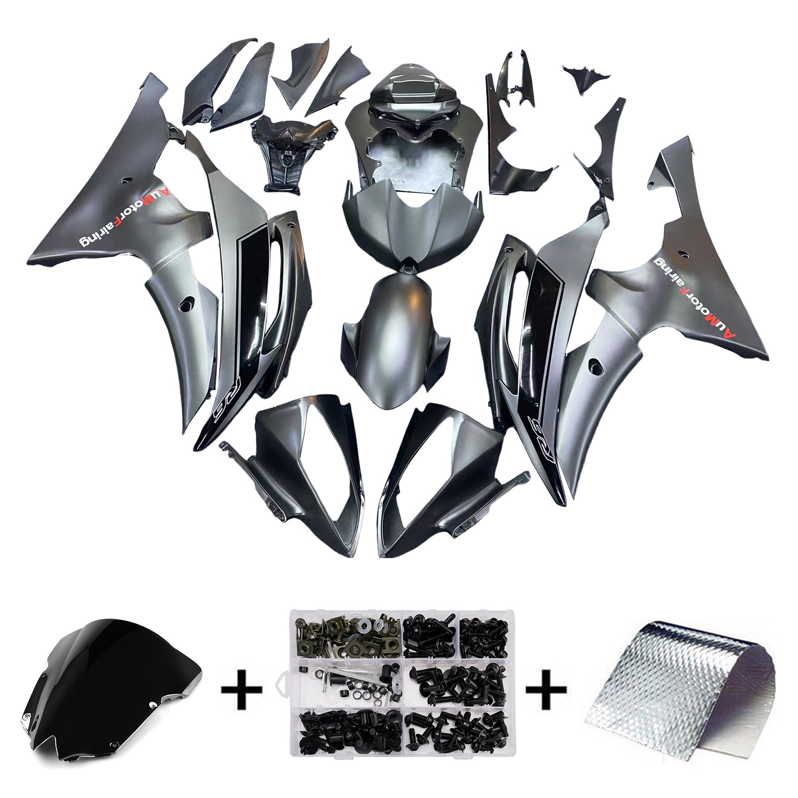 Amotopart Yamaha YZF 600 R6 2008-2016 Matte Gray Fairing Kit