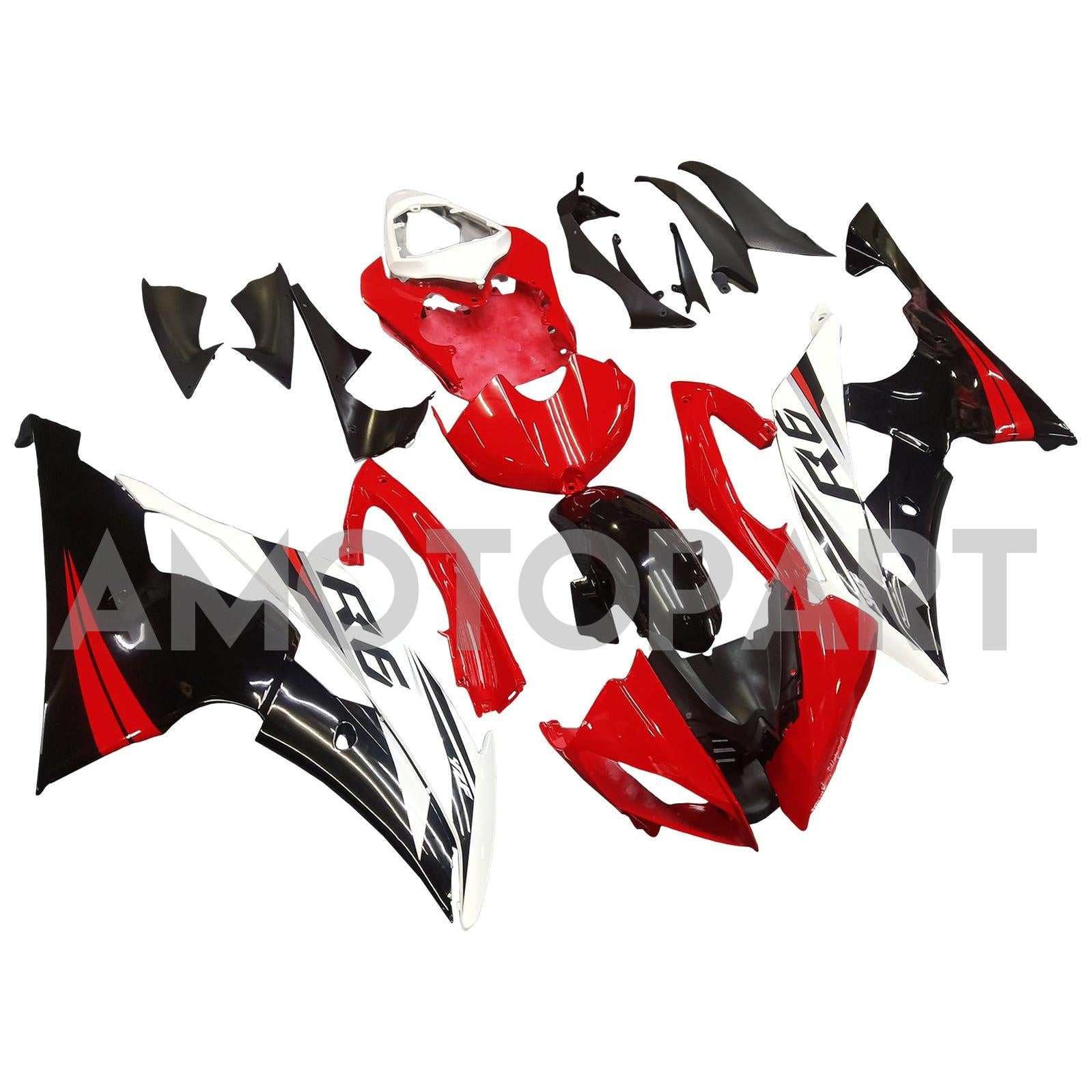 Amotopart Yamaha YZF 600 R6 2008-2016 Red&White Style5 Fairing Kit