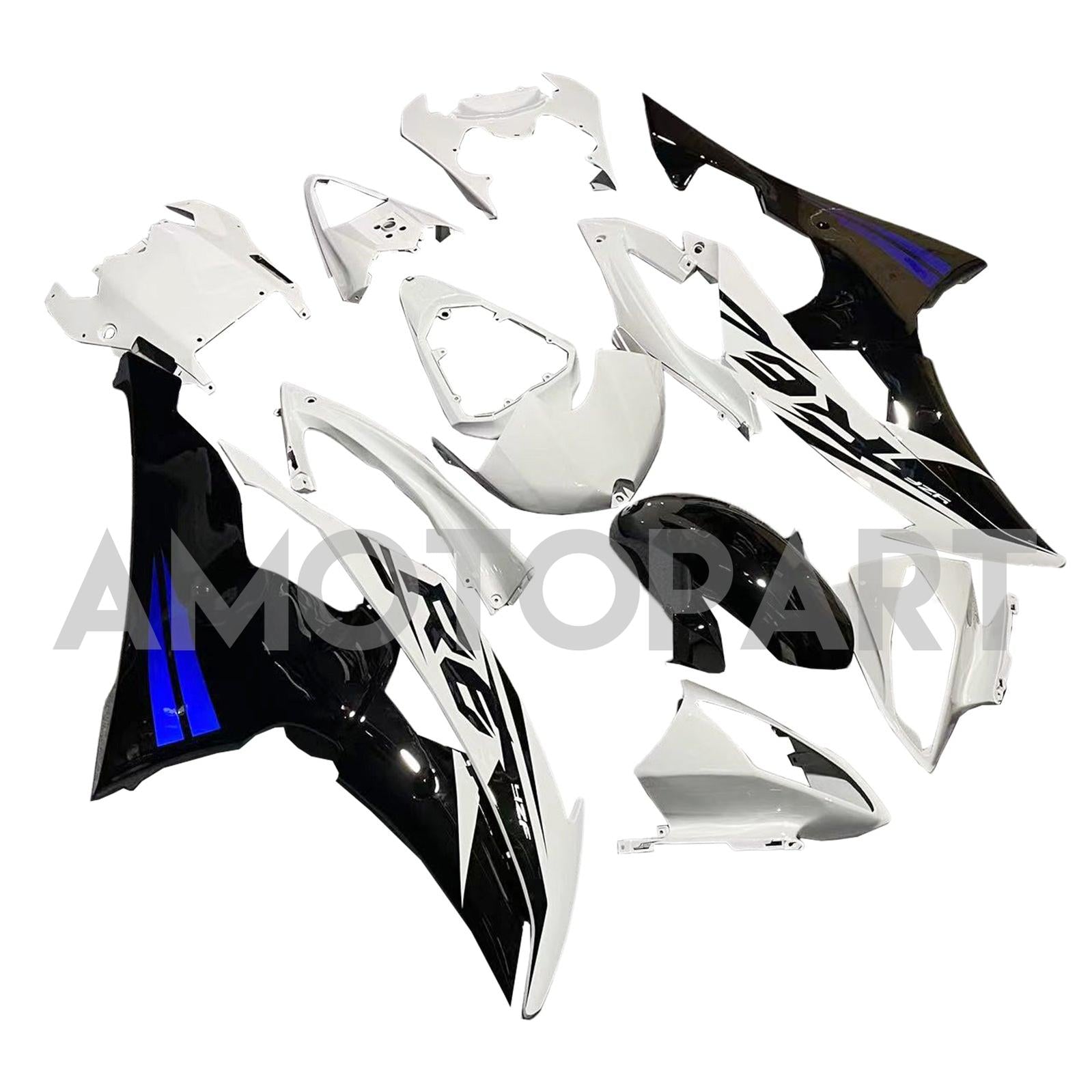 Amotopart 2008-2016 Yamaha YZF 600 R6 White & Black Styl3 Fairing Kit