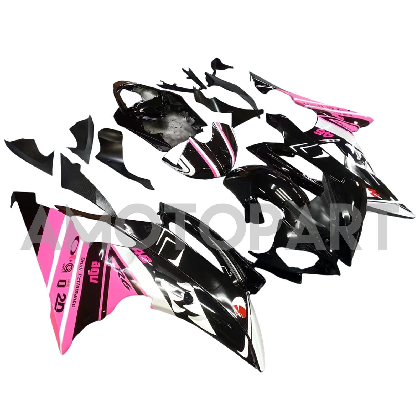 Amotopart 2008-2016 Yamaha YZF 600 R6 Black&Pink Fairing Kit