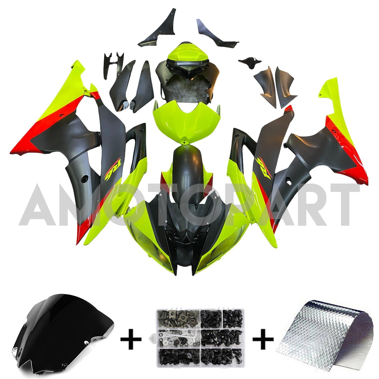Amotopart 2008-2016 Yamaha YZF 600 R6 Yellow&Black Style4 Fairing Kit