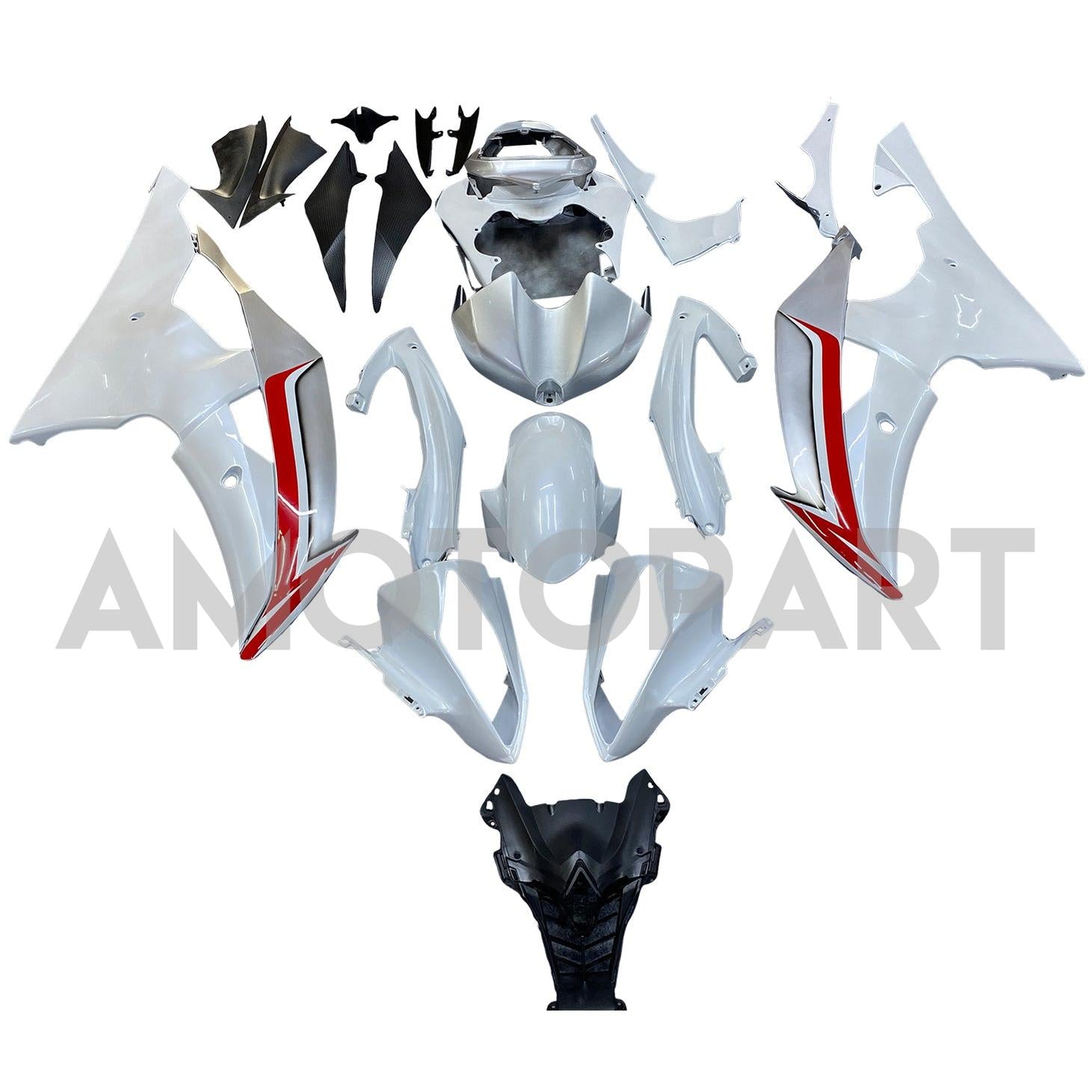 Amotopart 2008-2016 Yamaha YZF 600 R6 Silver&White Fairing Kit