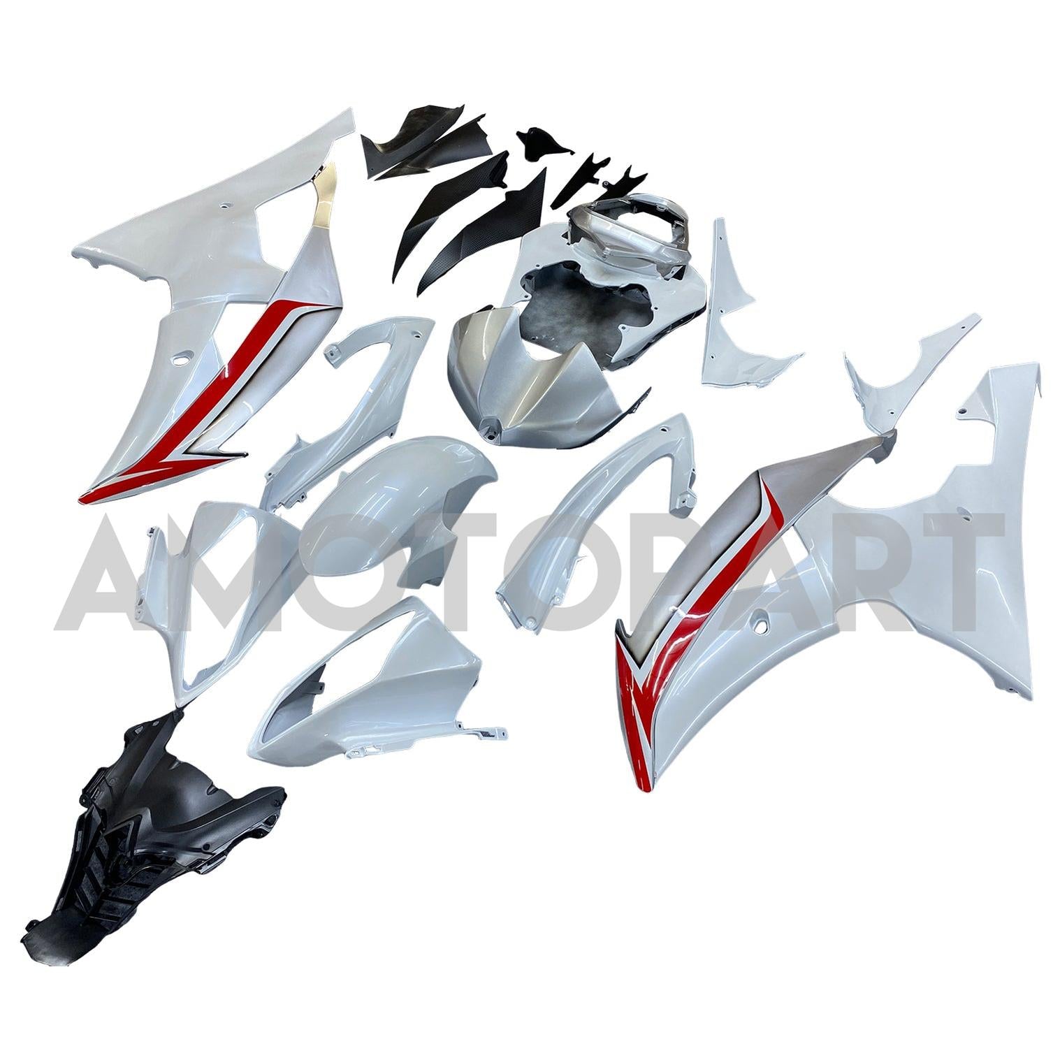 Amotopart 2008-2016 Yamaha YZF 600 R6 Silver&White Fairing Kit