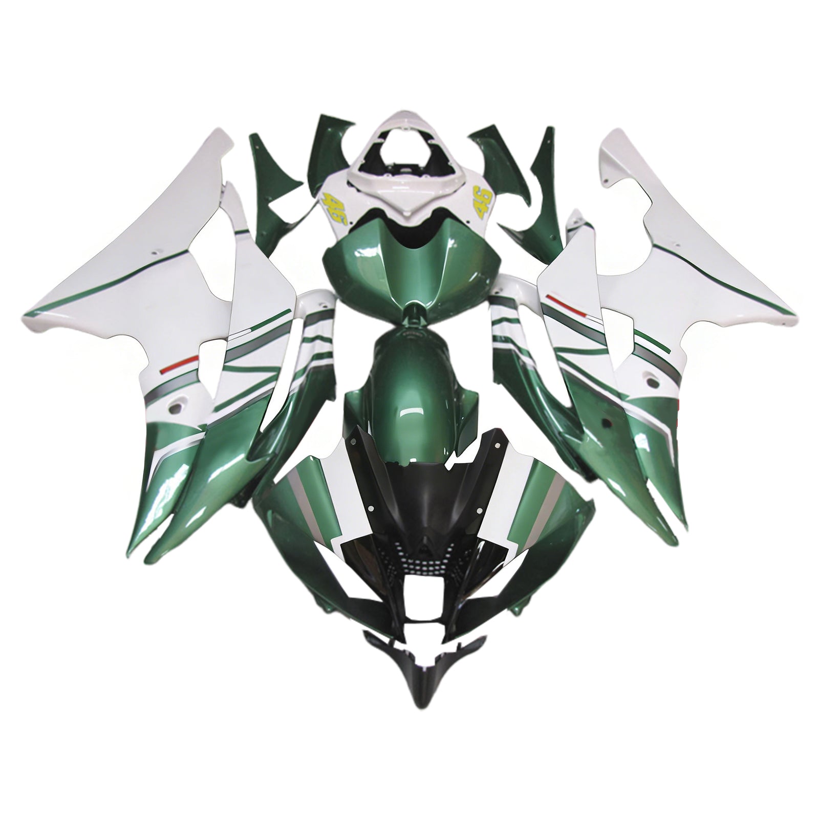 Amotopart 2008-2016 Yamaha YZF 600 R6 Kit de carenado verde y blanco