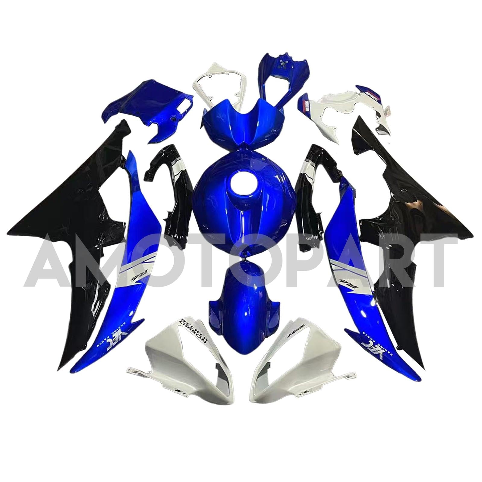 Amotopart Yamaha YZF 600 R6 2008-2016 Blue & Black Style4 Fairing Kit