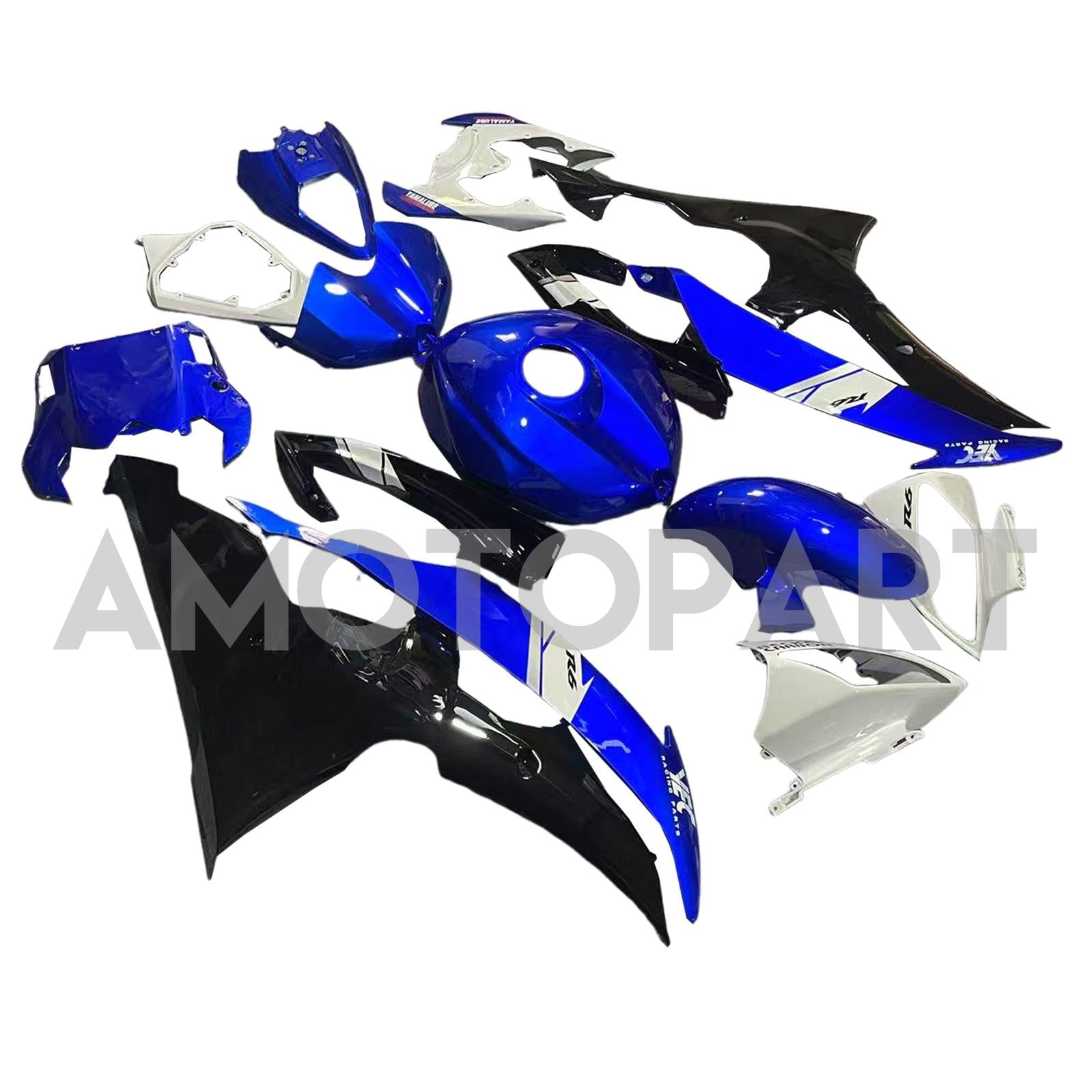 Amotopart Yamaha YZF 600 R6 2008-2016 Blue & Black Style4 Fairing Kit