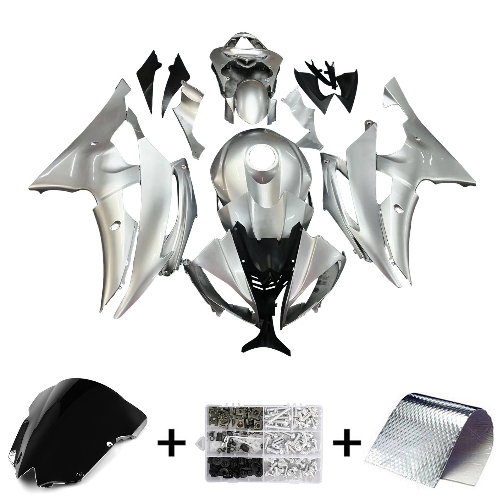Amotopart 2008-2016 Yamaha YZF 600 R6 Silver Fairing Kit
