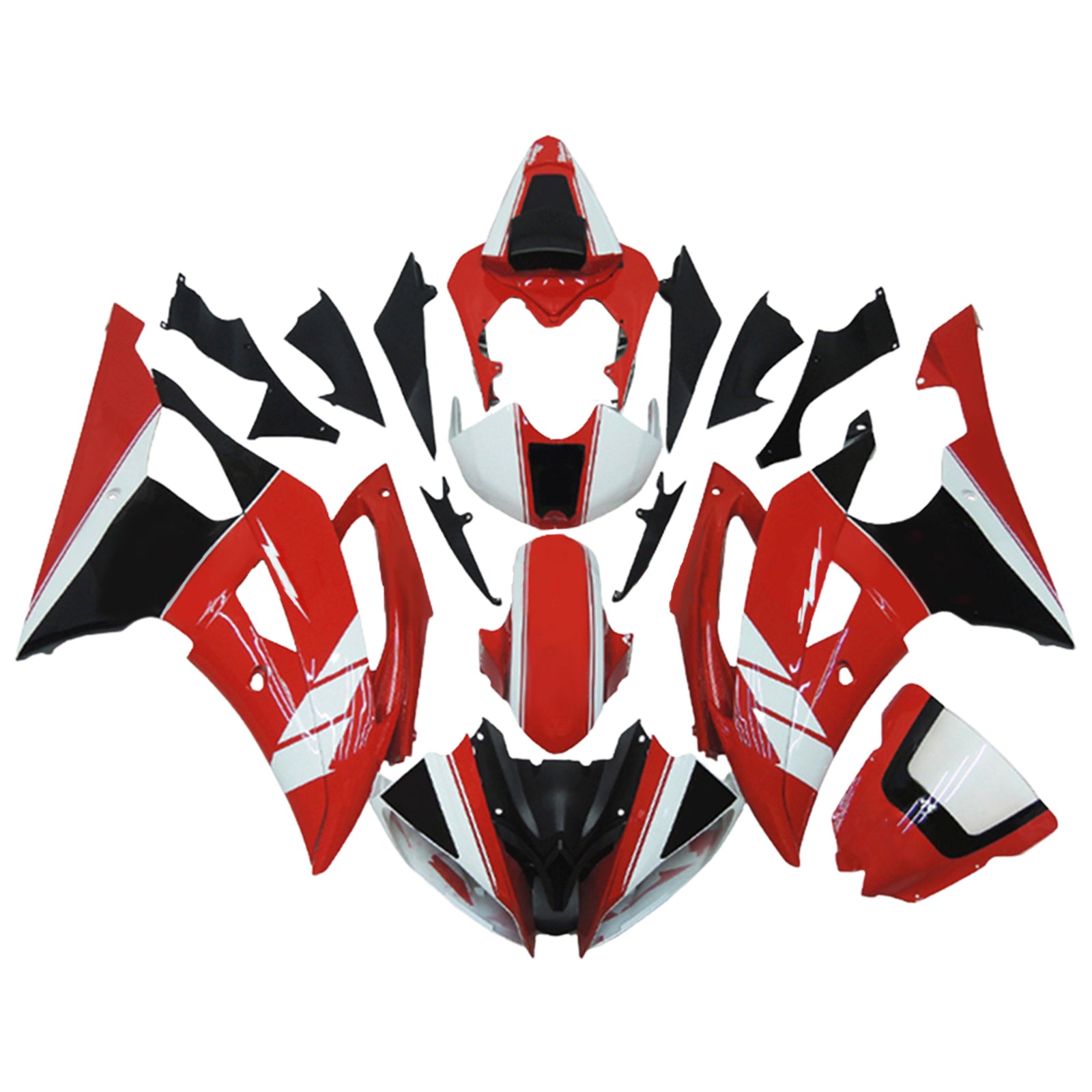 Amotopart 2008-2016 Yamaha YZF 600 R6 Kit de carenado rojo y blanco Style3