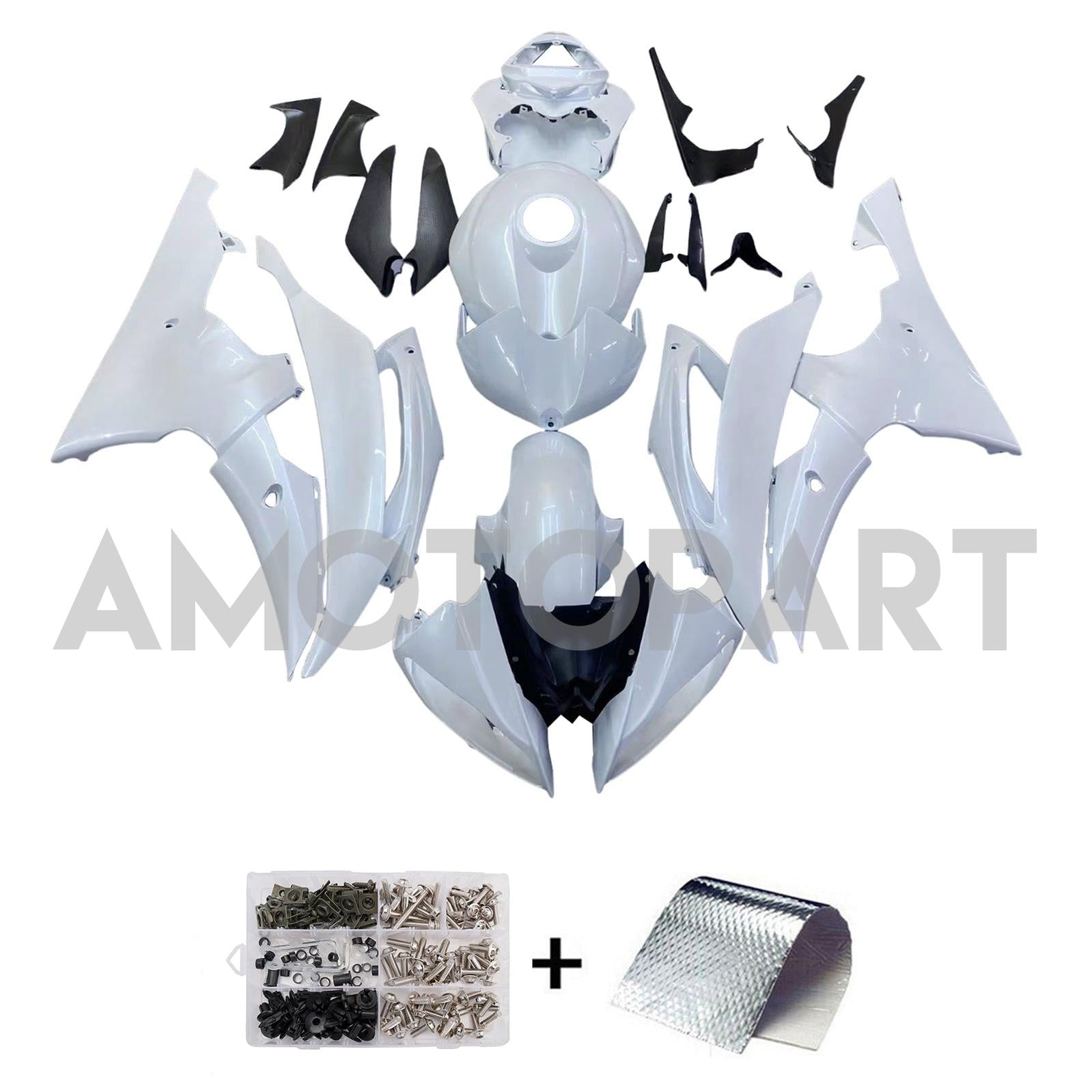 Amotopart 2008-2016 Yamaha YZF 600 R6 Pearl White Fairing Kit