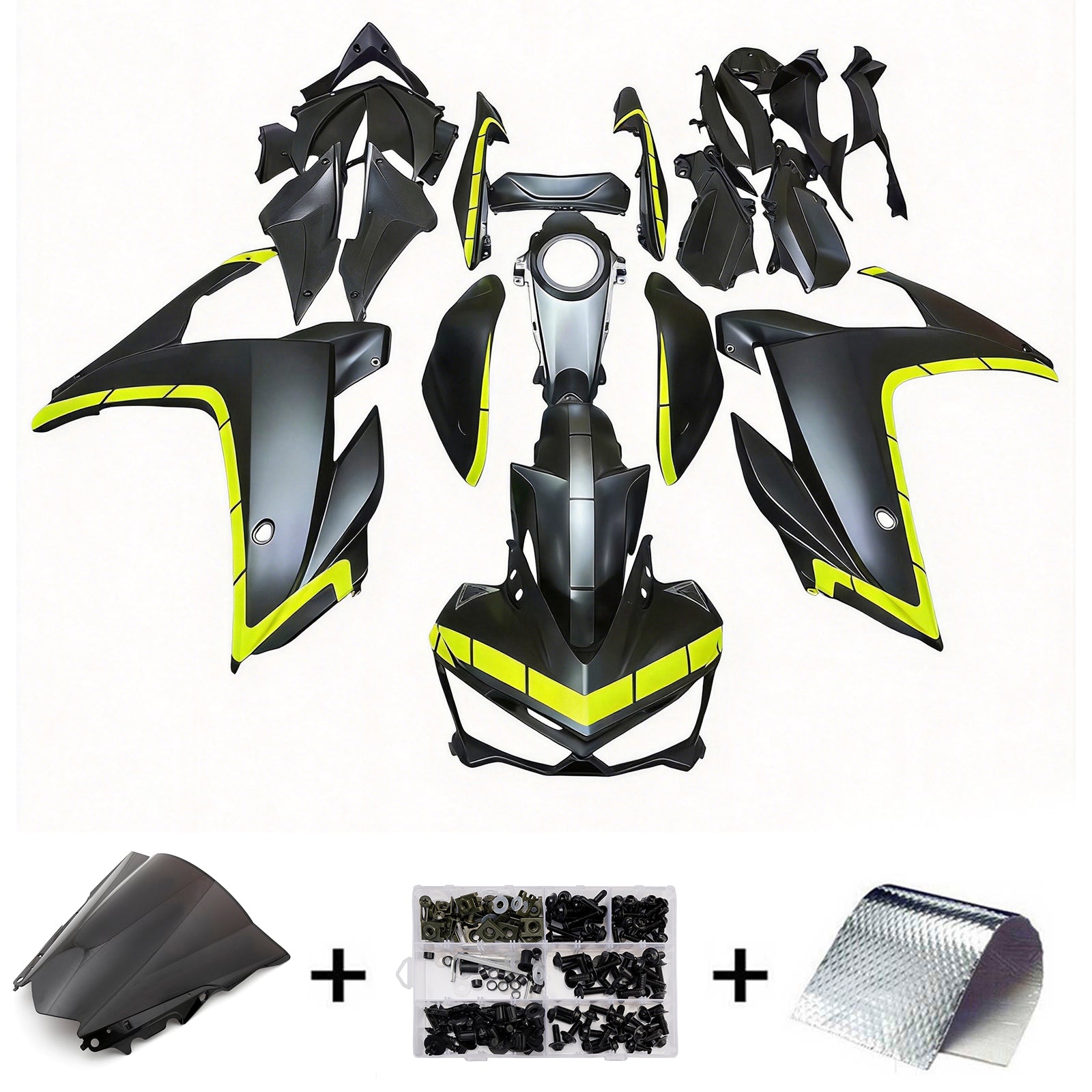 Amotopart Yamaha 2014-2018 YZF-R3 2015-2017 R25 Black & Yellow Fairing Kit