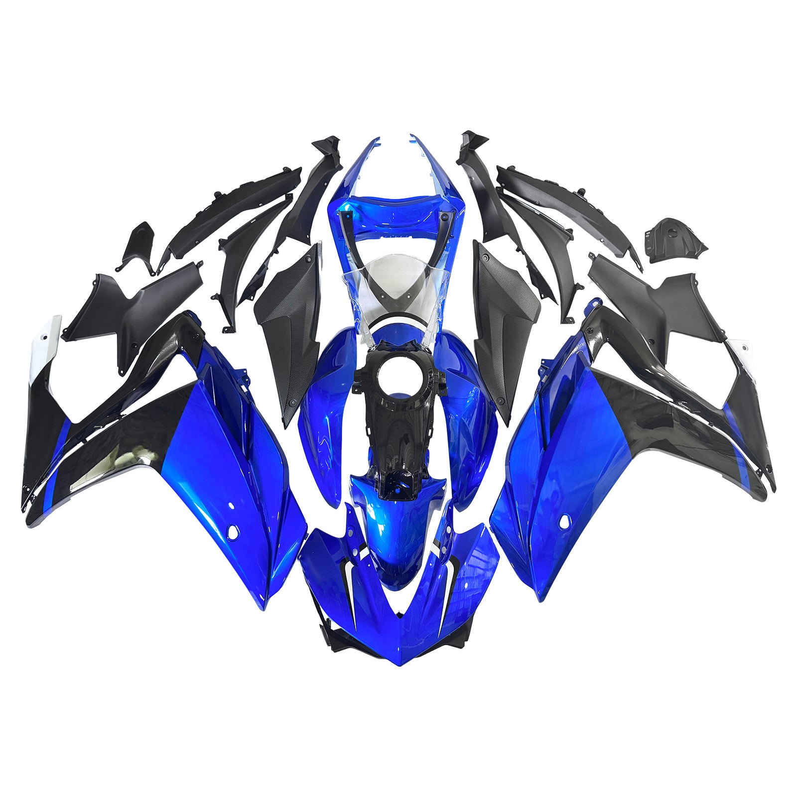Kit de carenagem AMOTOPT YAMAHA 2014-2018 YZF R3 e 2015-2017 YZF R25 Kit de carenagem preta azul