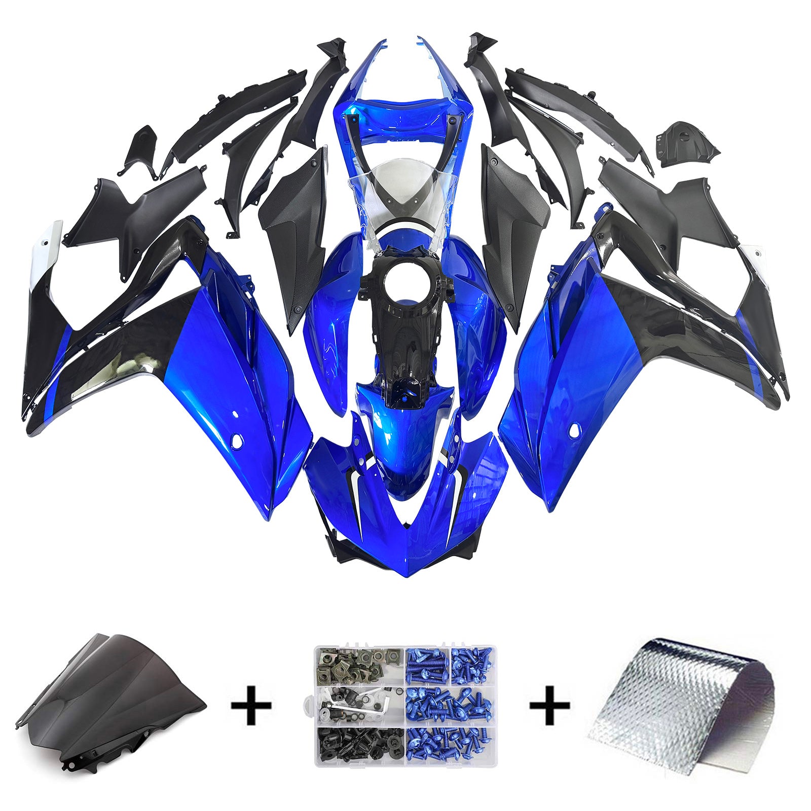 Amotopart kapotáž Yamaha 2014-2018 YZF R3 & 2015-2017 YZF R25 Blue Black Fairing Kit