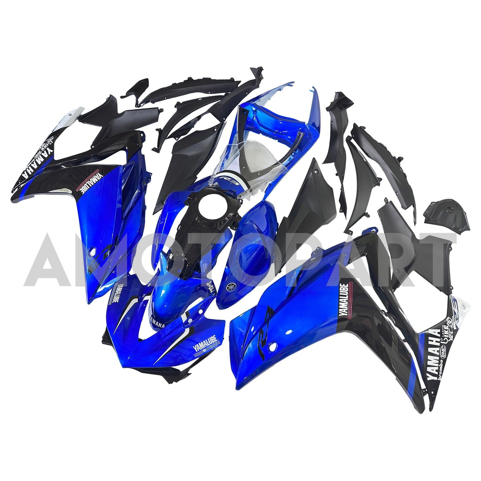 Amotopart Fairing Kit Yamaha 2014-2018 YZF R3 & 2015-2017 YZF R25 Blue Black Fairing Kit