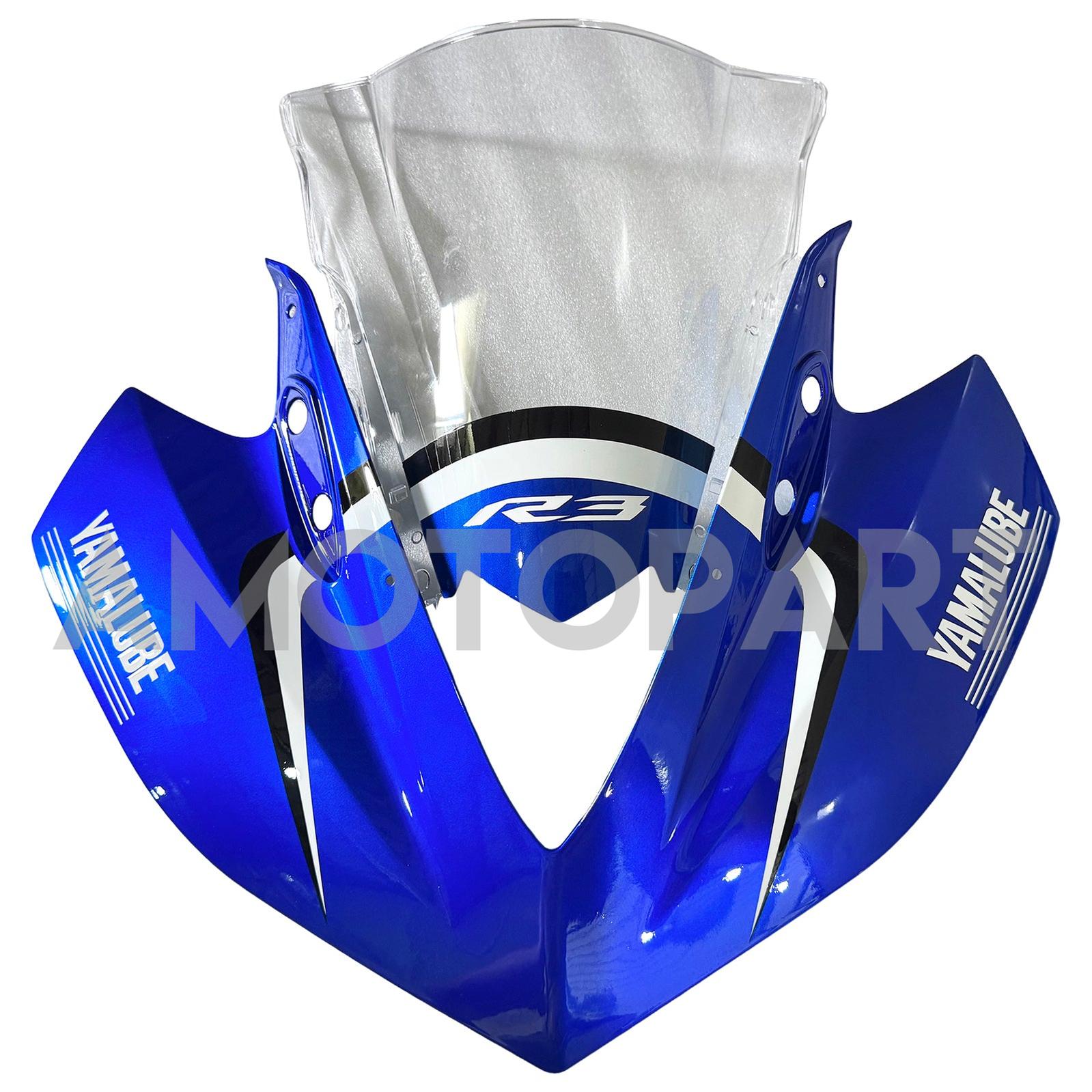 Amotopart Fairing Kit Yamaha 2014-2018 YZF R3 & 2015-2017 YZF R25 Blue Black Fairing Kit