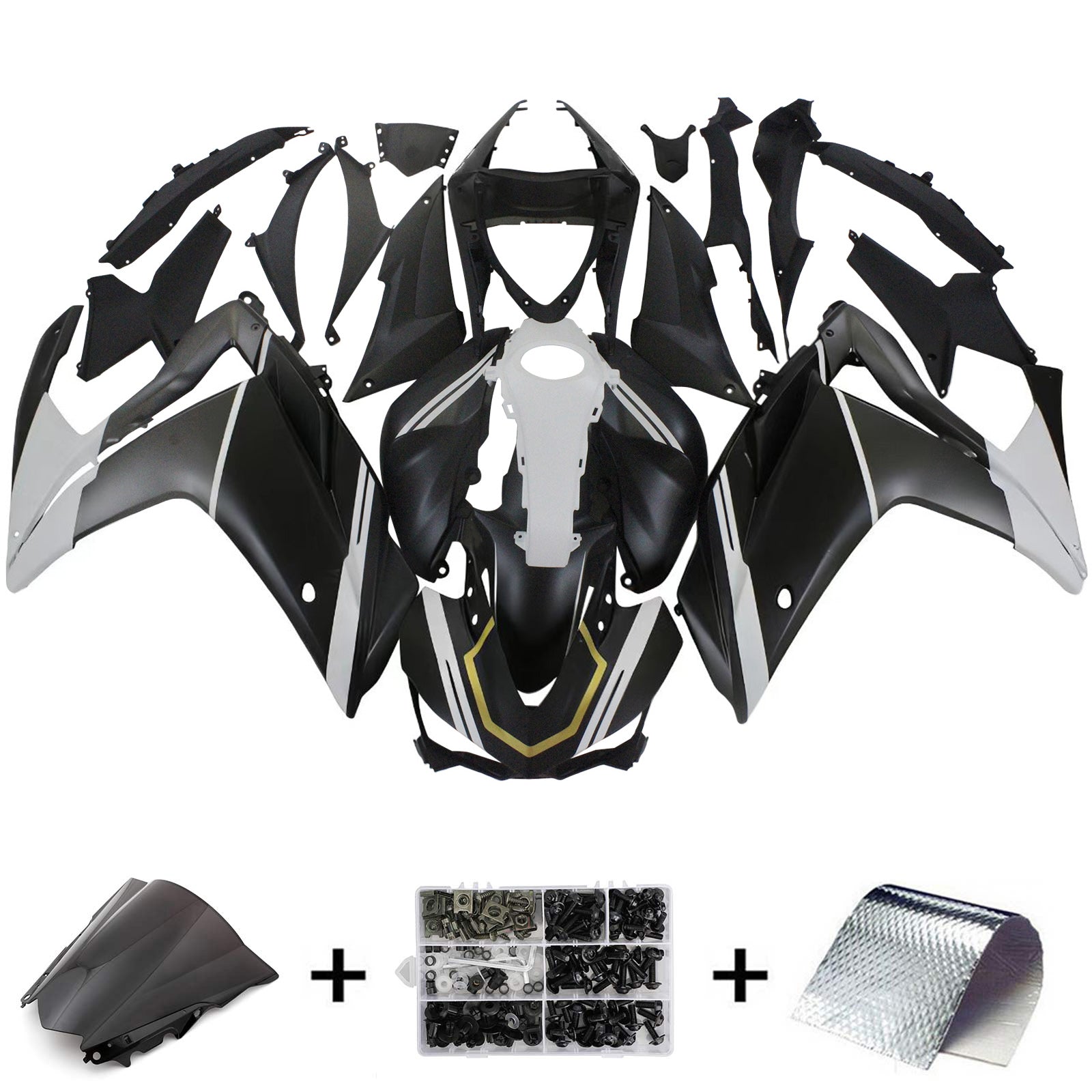 Amotopart Yamaha 2014-2018 YZF-R3 2015-2017 R25 Black White Fairing Kit